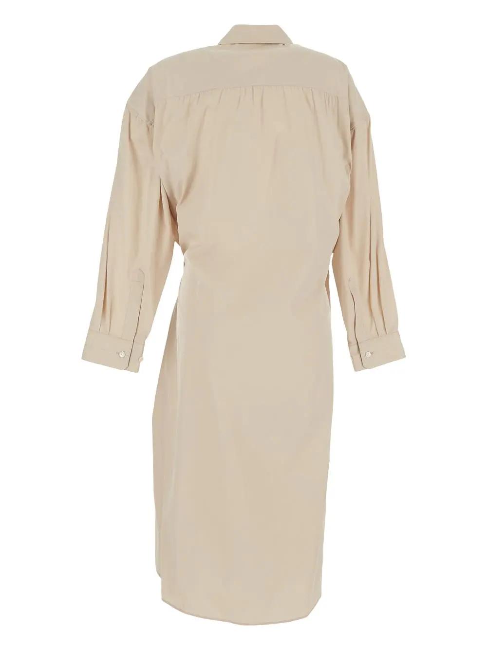 Shop Lemaire Straight Collar Twisted Dress In Ivory