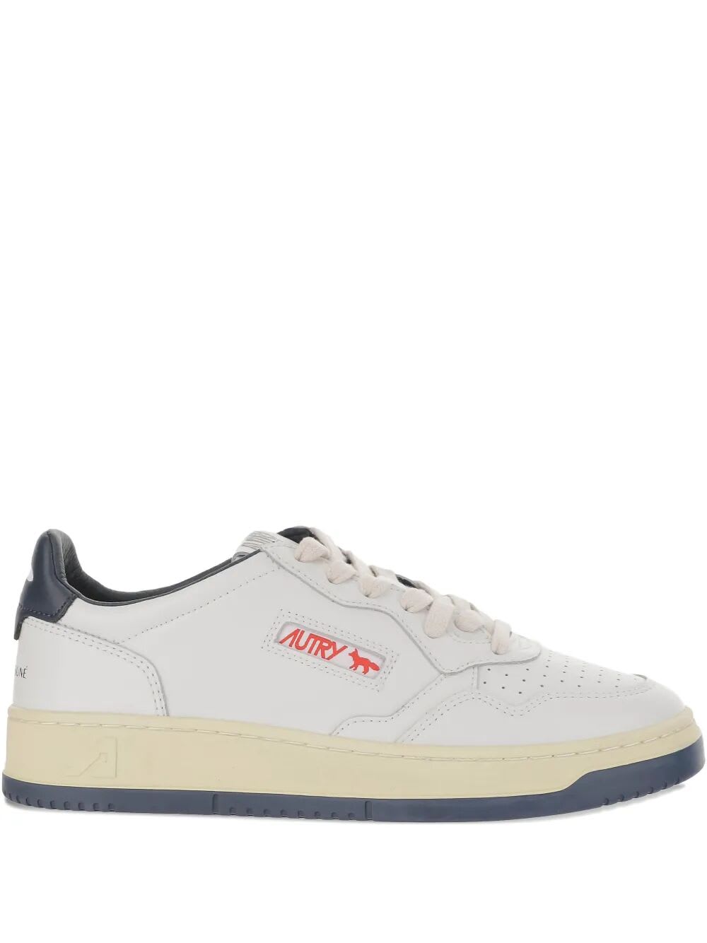 Autry X Maison Kitsune Medalist Low Top Sneakers In White