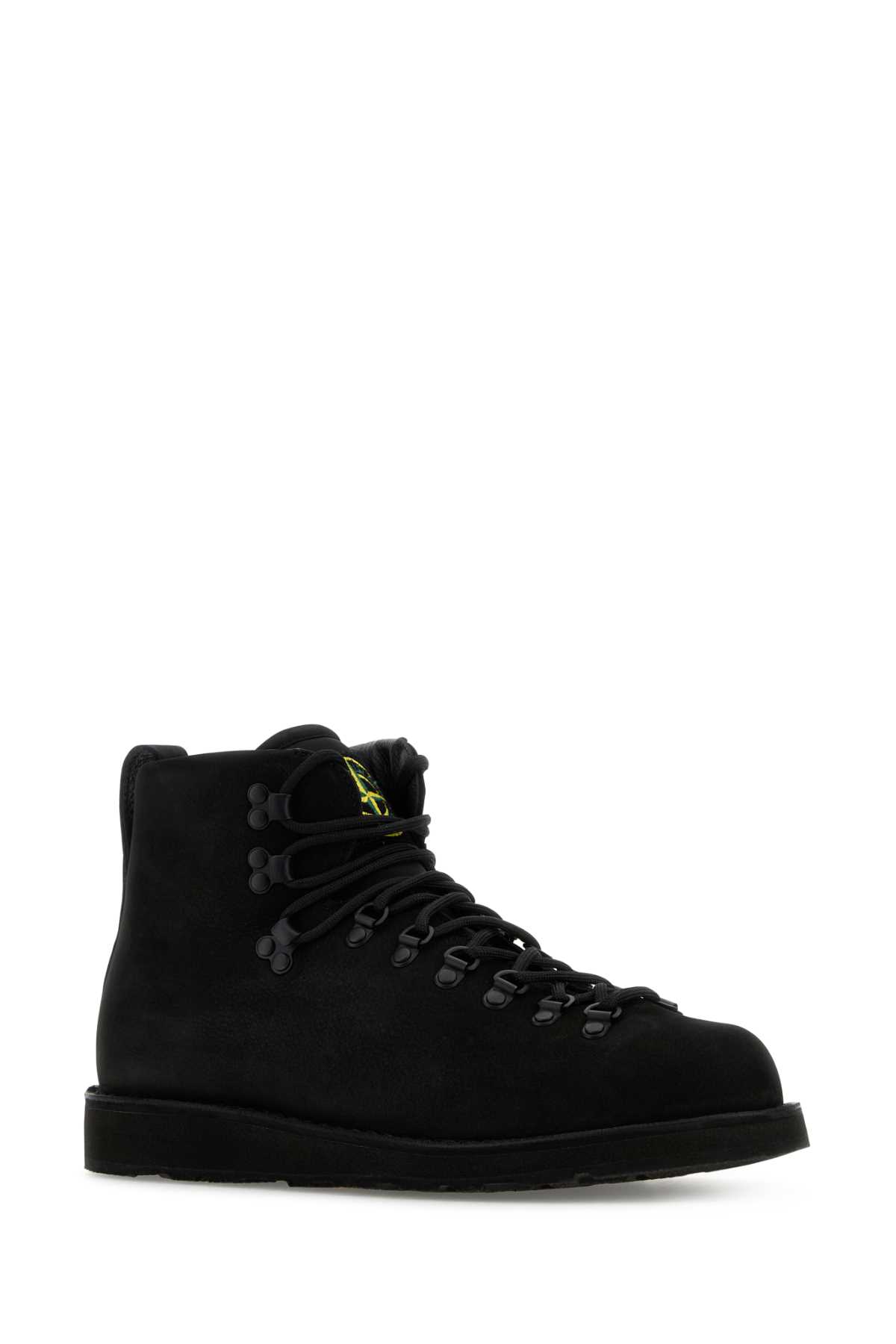 Shop Stone Island Black Leather S0204 Nabuk Sneakers