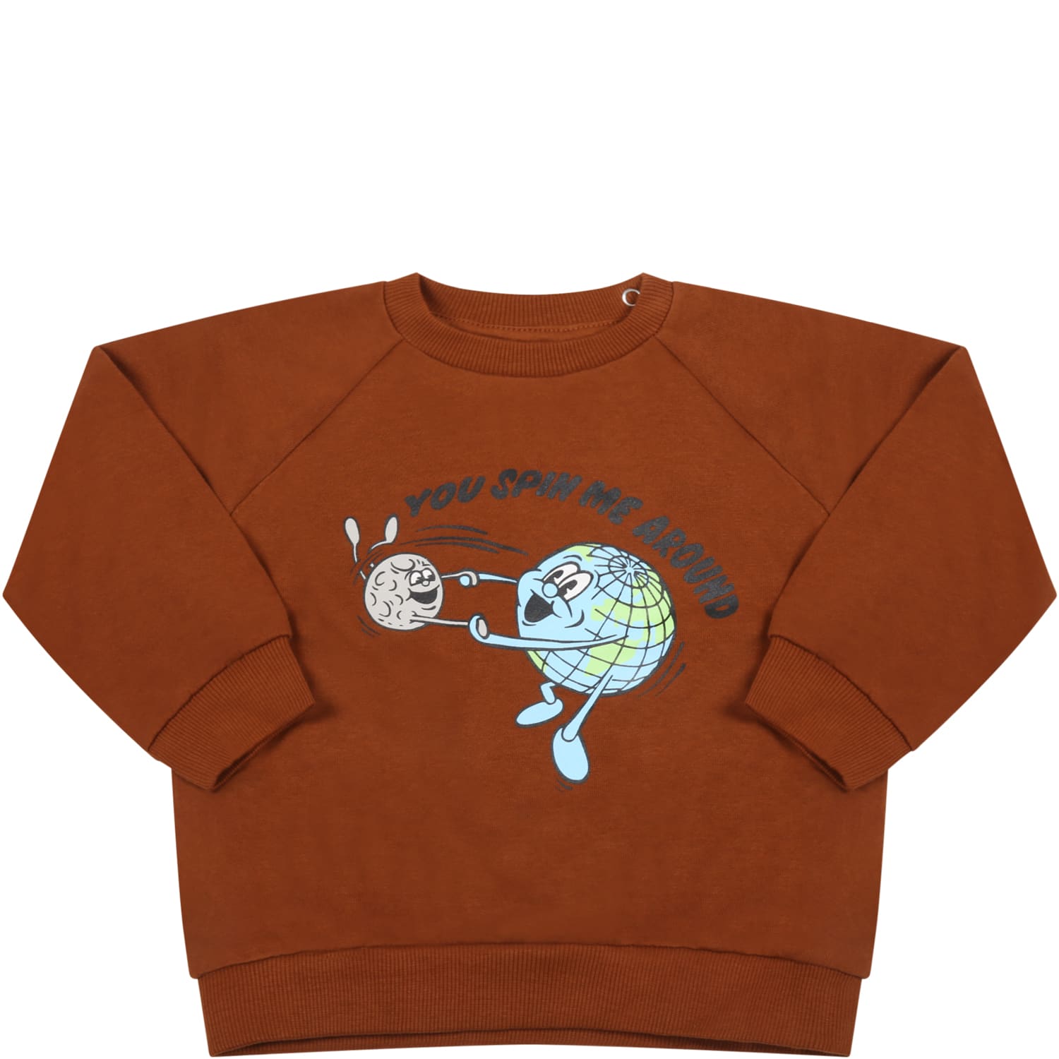 Molo Brown Sweatshirt For Baby Boy With World, Moon And Logo