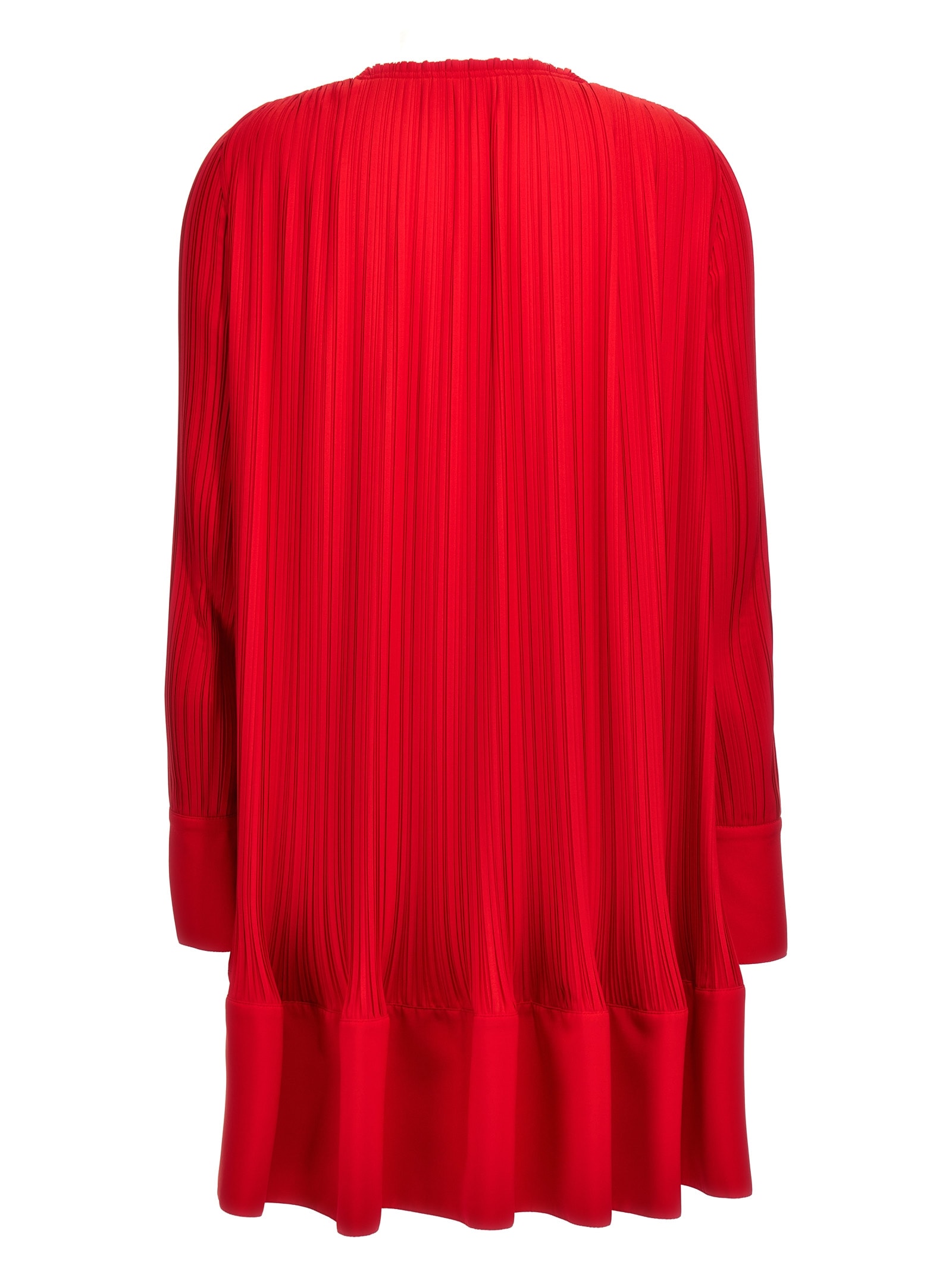 Shop Lanvin Flared Pleated Dress In Red