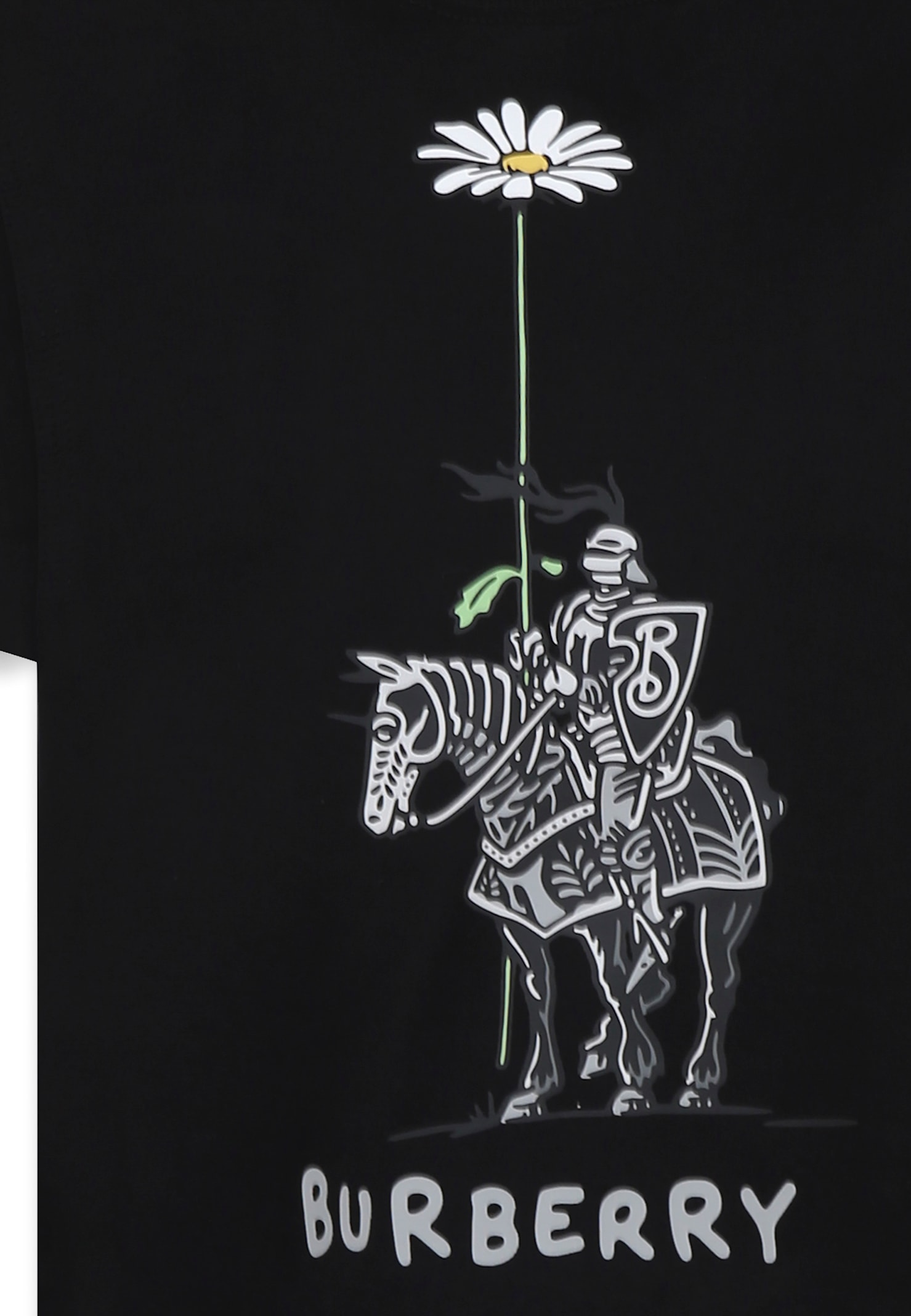 Shop Burberry Black T-shirt For Kids With Equestrian Knight