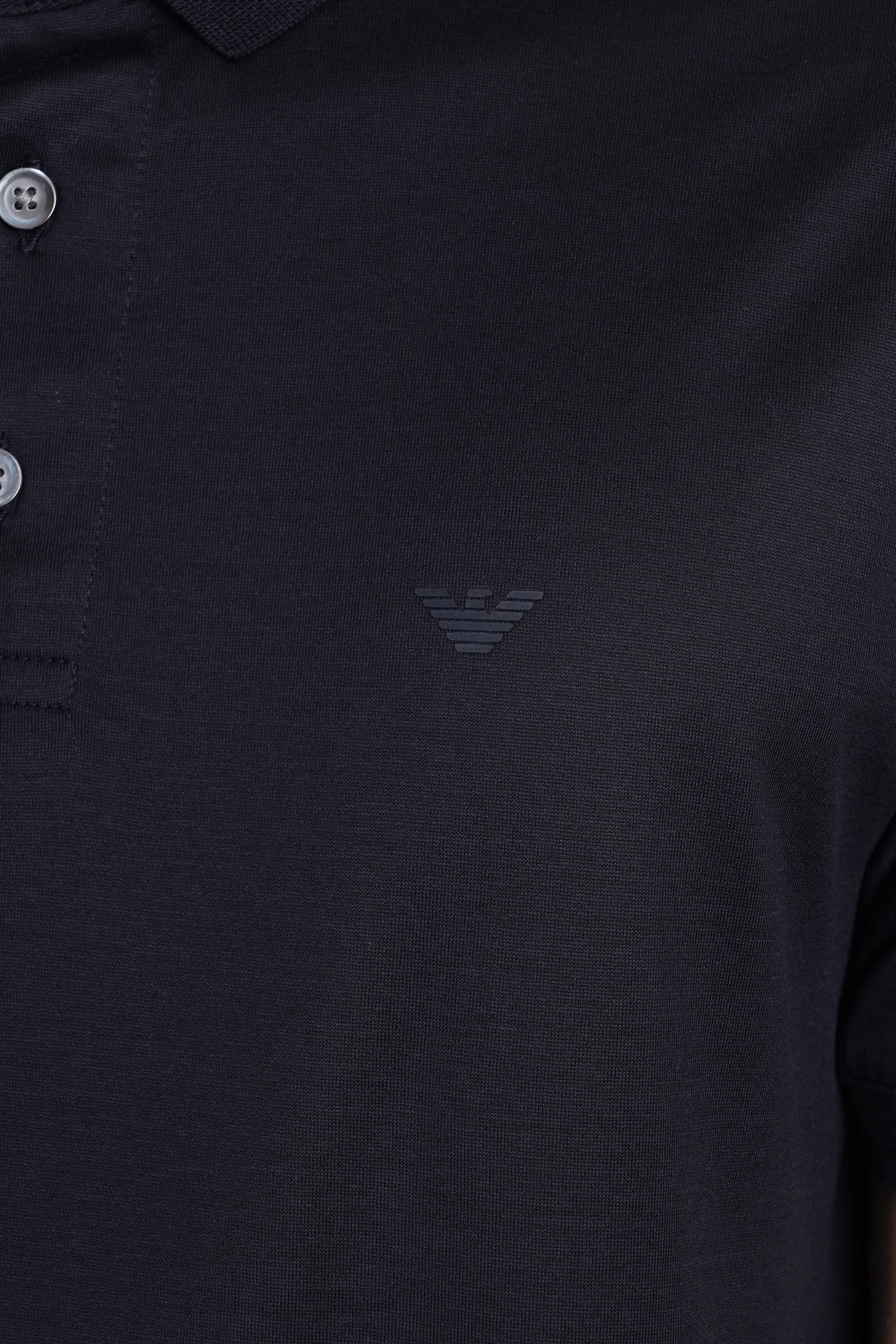 Emporio Armani Polo In Blue Wool And Polyester In Blu Scuro
