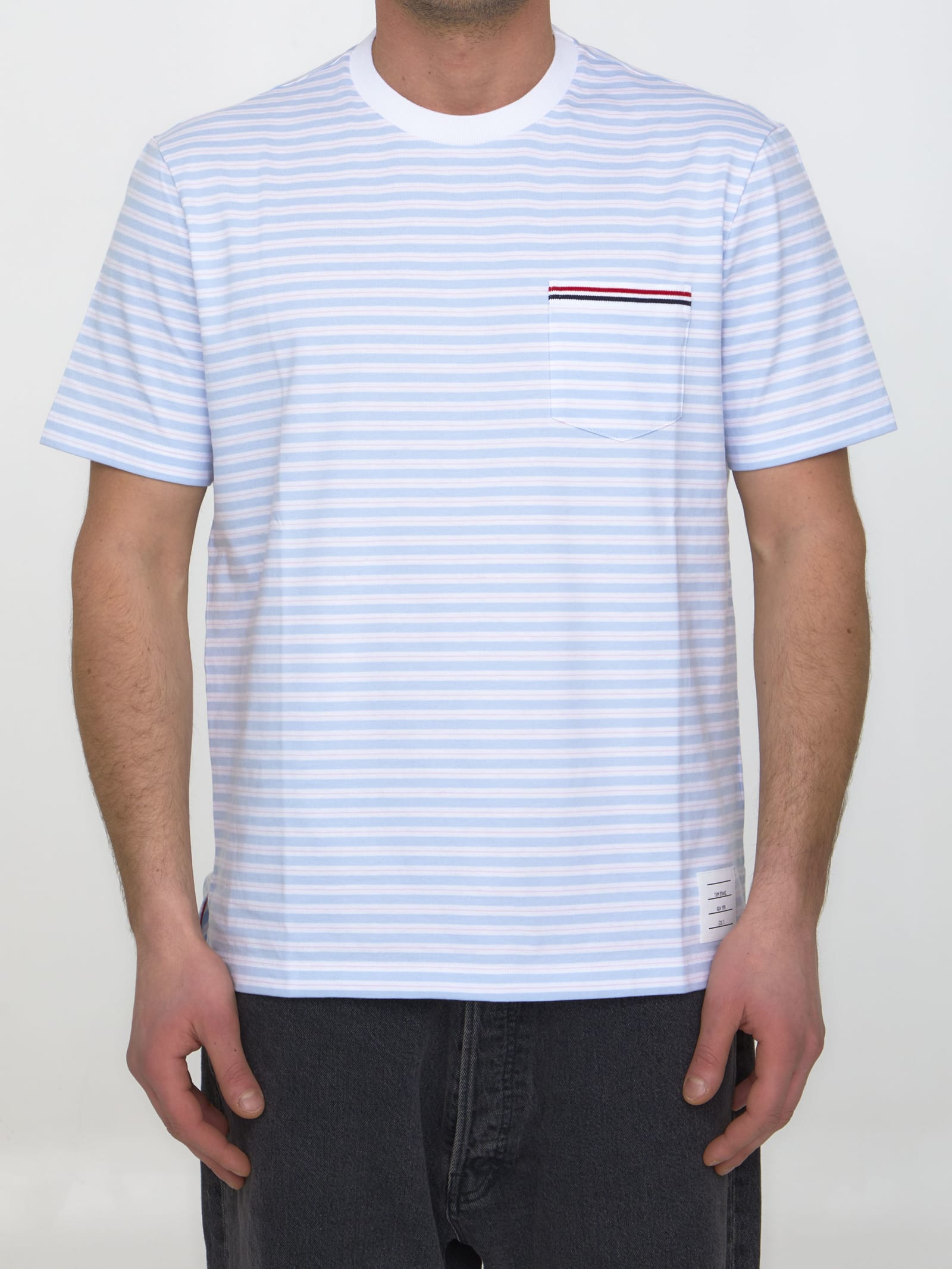 THOM BROWNE STRIPED JERSEY T-SHIRT