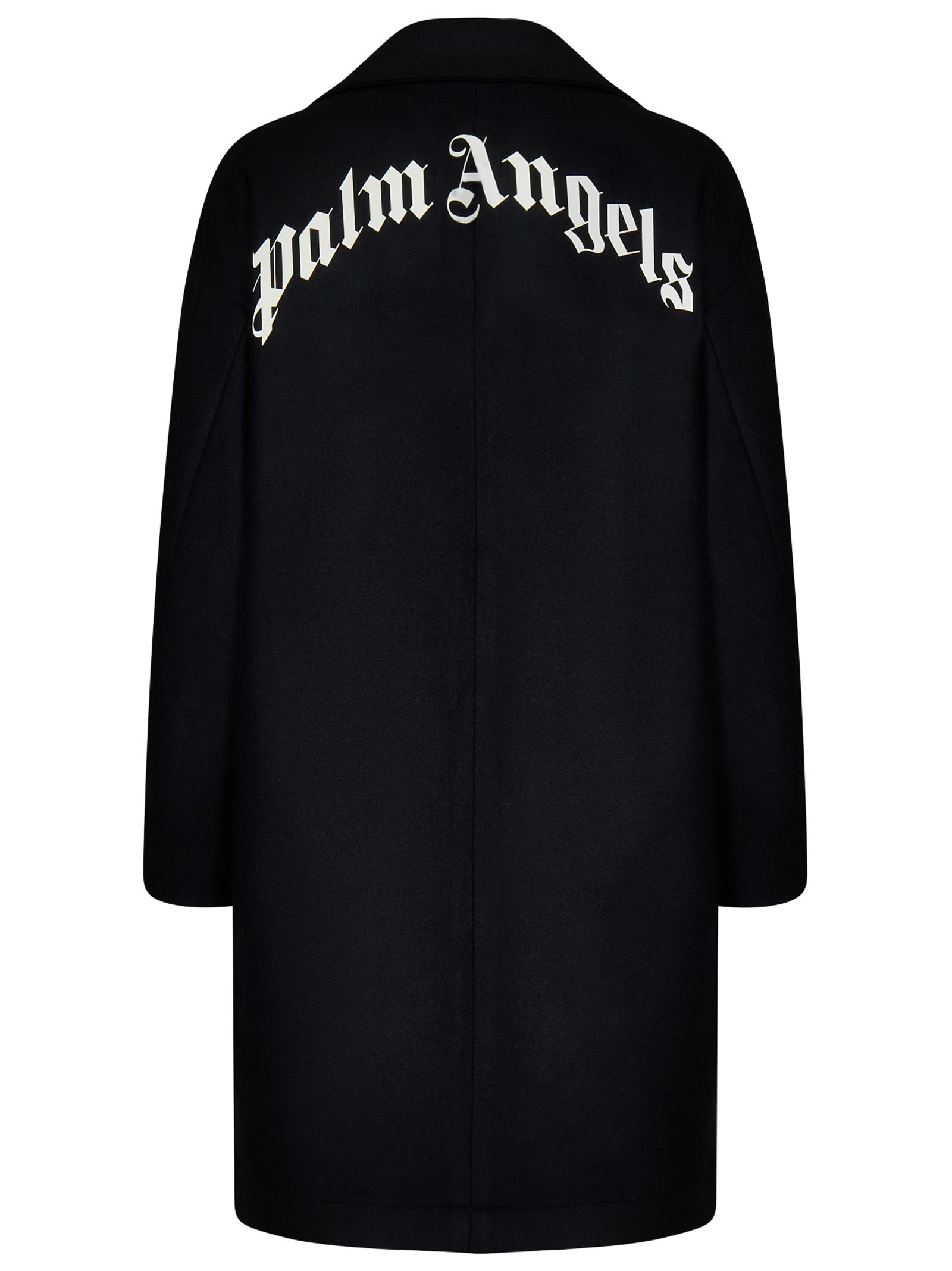 Palm Angels Logo-print Single-breasted Coat In Black