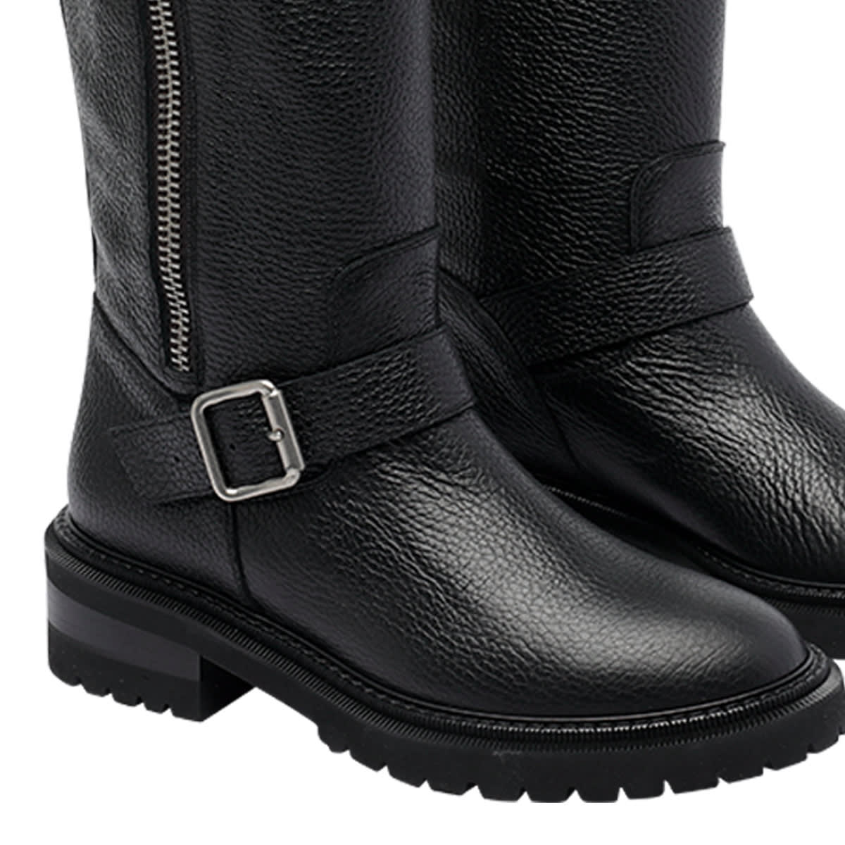 Via Roma 15 Black Buckles Boots In Black