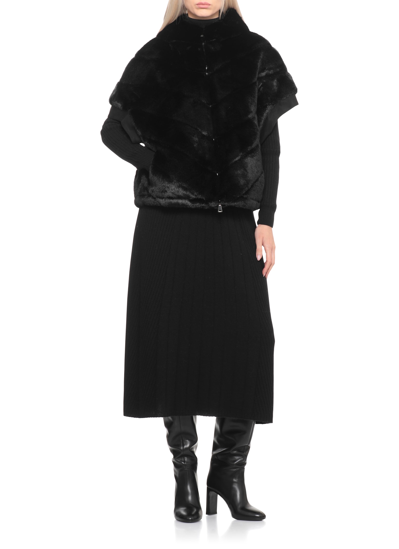 Betta Corradi Synthetic Fur Jacket In Black