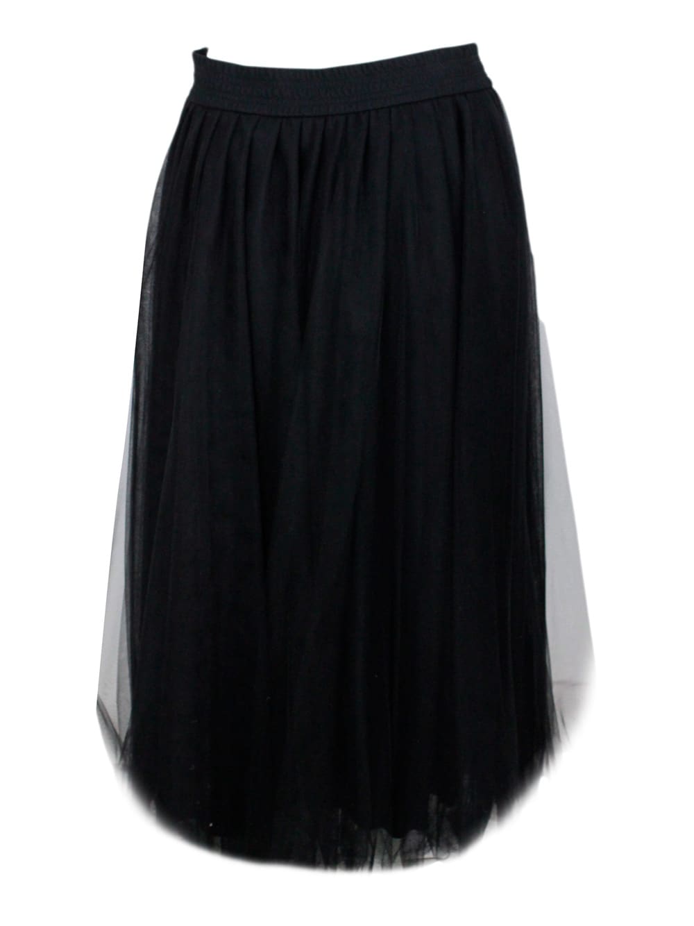 Shop Fabiana Filippi Long Tulle Skirt With Elastic Waist In Black