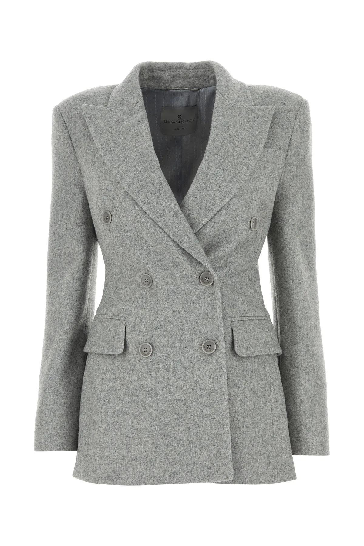 Melange Grey Stretch Wool Blend Blazer