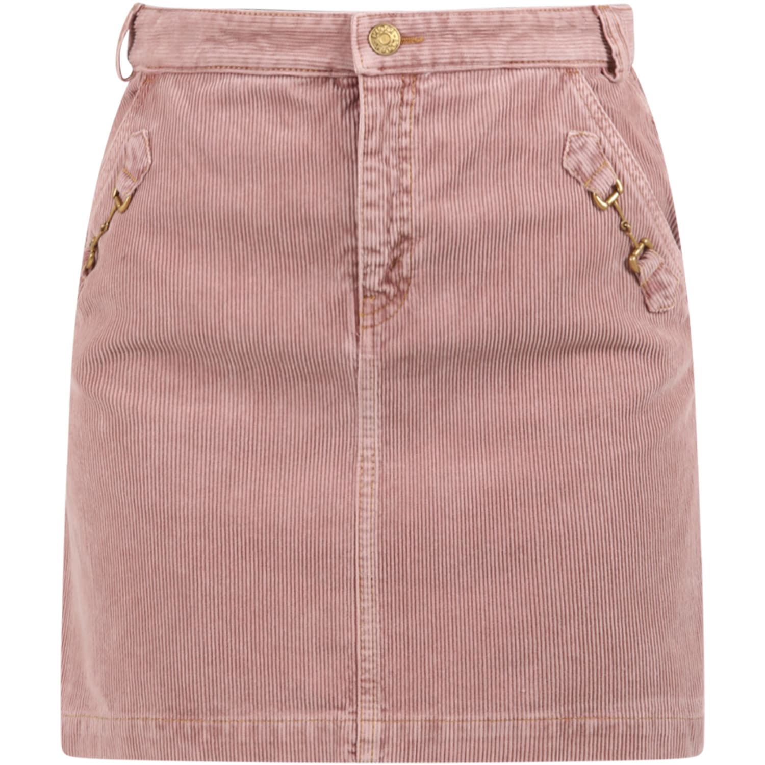 Gucci Pink Skirt For Girl With Iconic Clamp