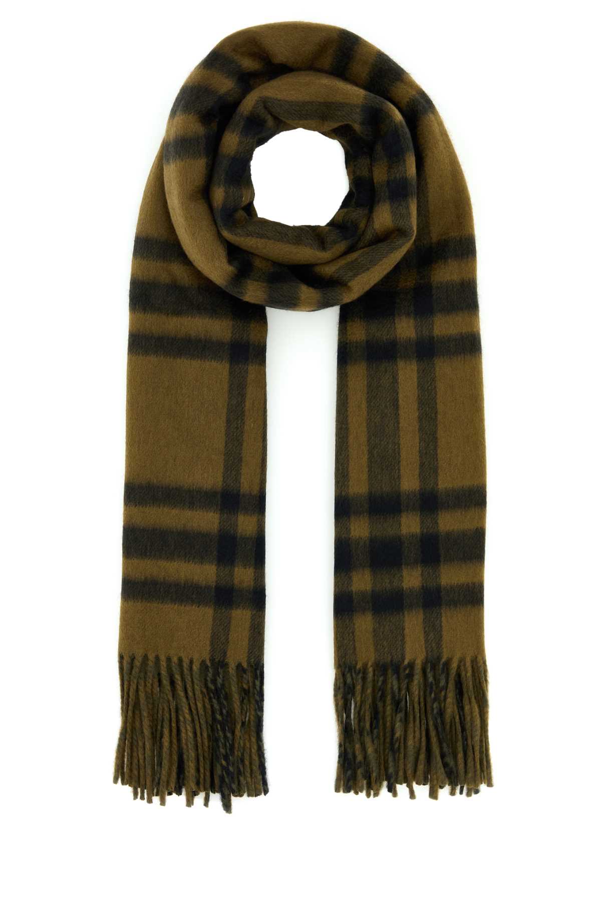 Shop Burberry Embroidered Cashmere Reversible Scarf In Camp