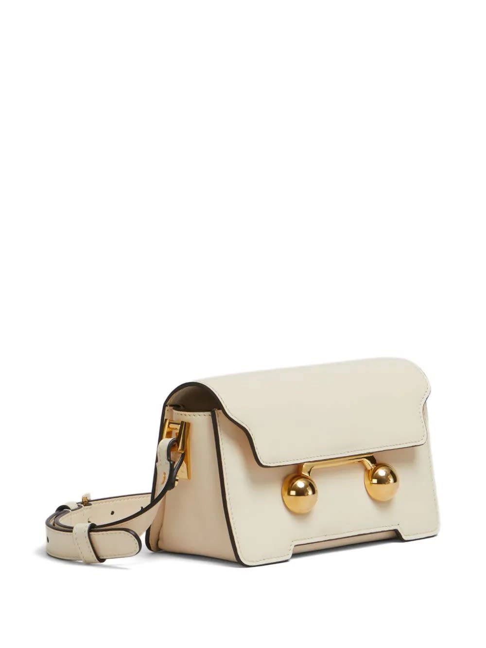 Shop Marni Trunkaroo Mini Shoulder Bag In Cream White Leather