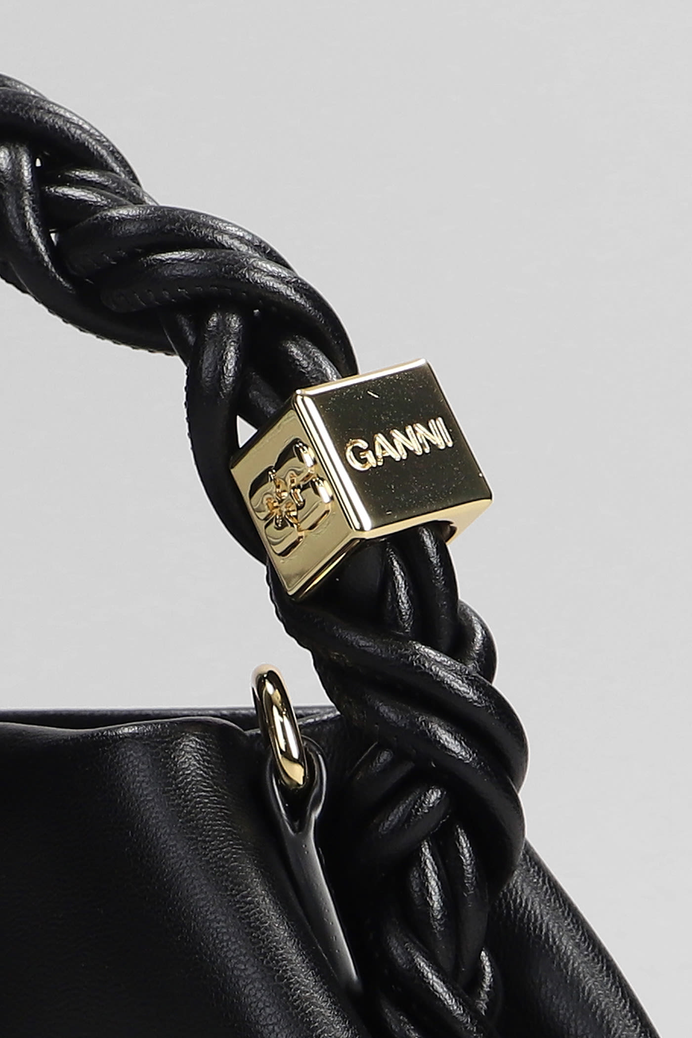 Shop Ganni Bou Bag Mini Shoulder Bag In Black Leather