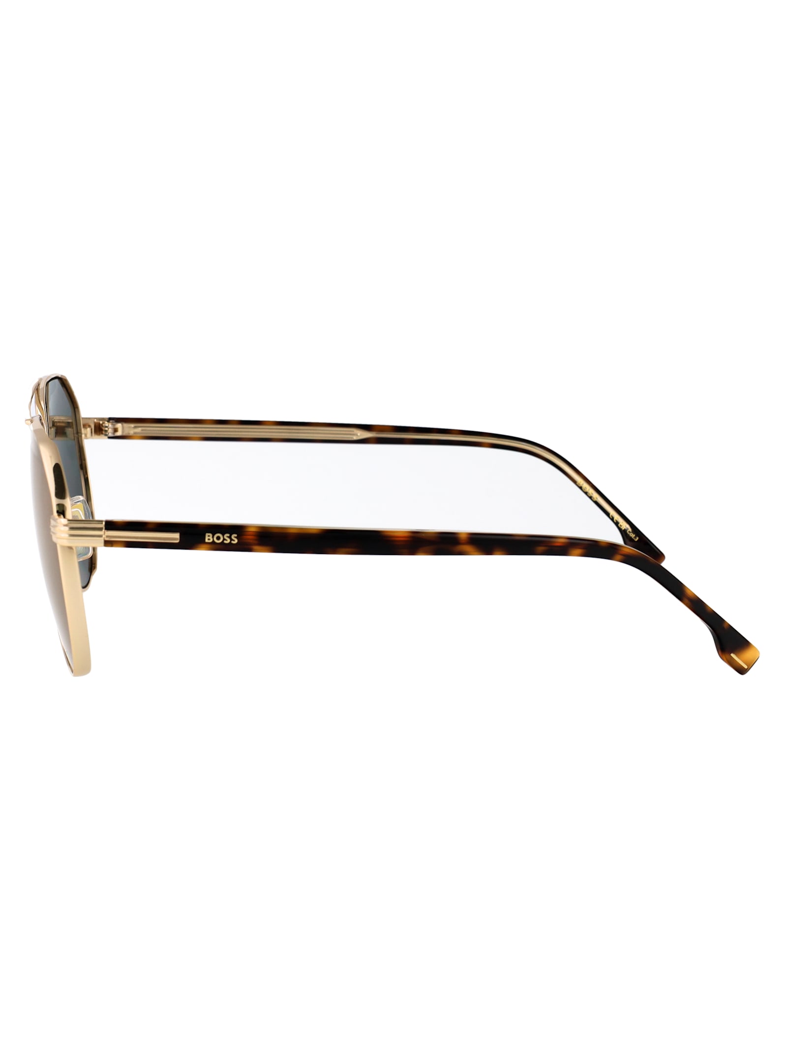 Hugo Boss Boss Gold Stainless Steel Sunglasses In Green
