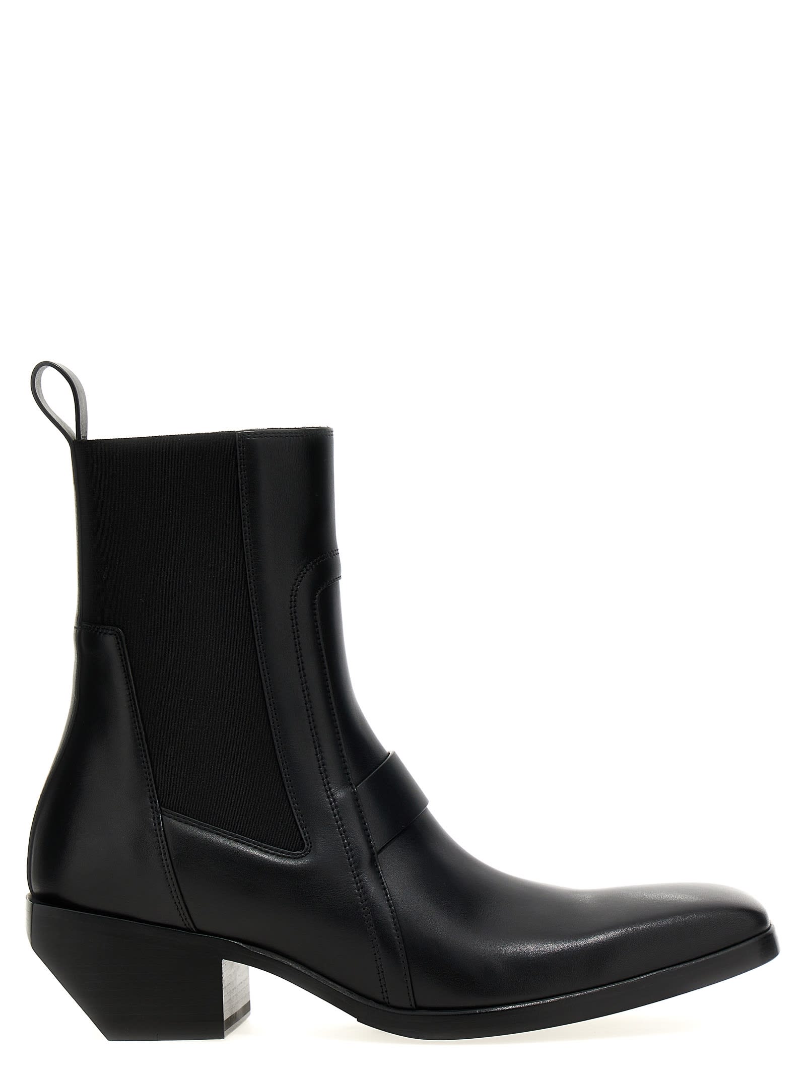 RICK OWENS HEELED SILVER BOOTS
