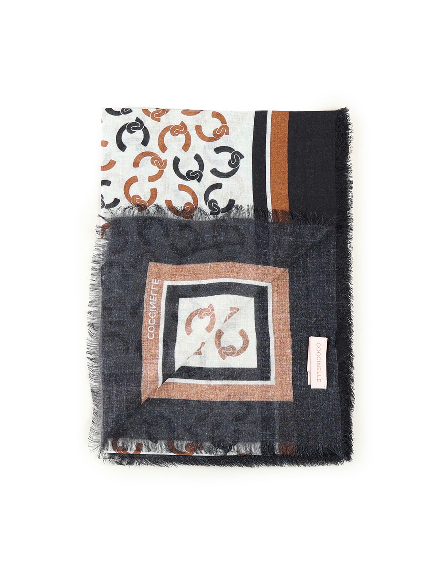 Coccinelle Viscose And Wool Scarf In Black