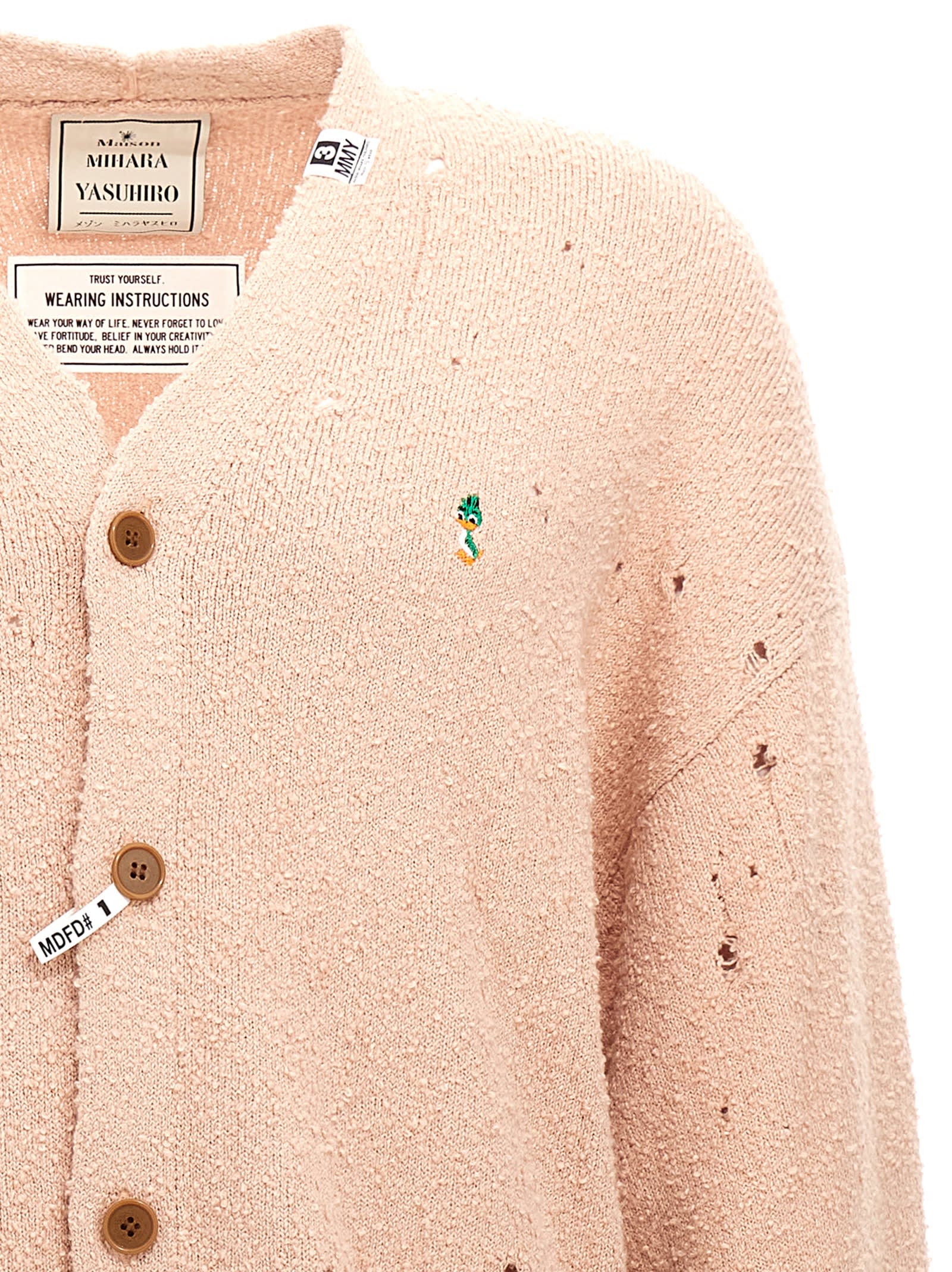 Shop Miharayasuhiro Distressed Cardigan In Pink