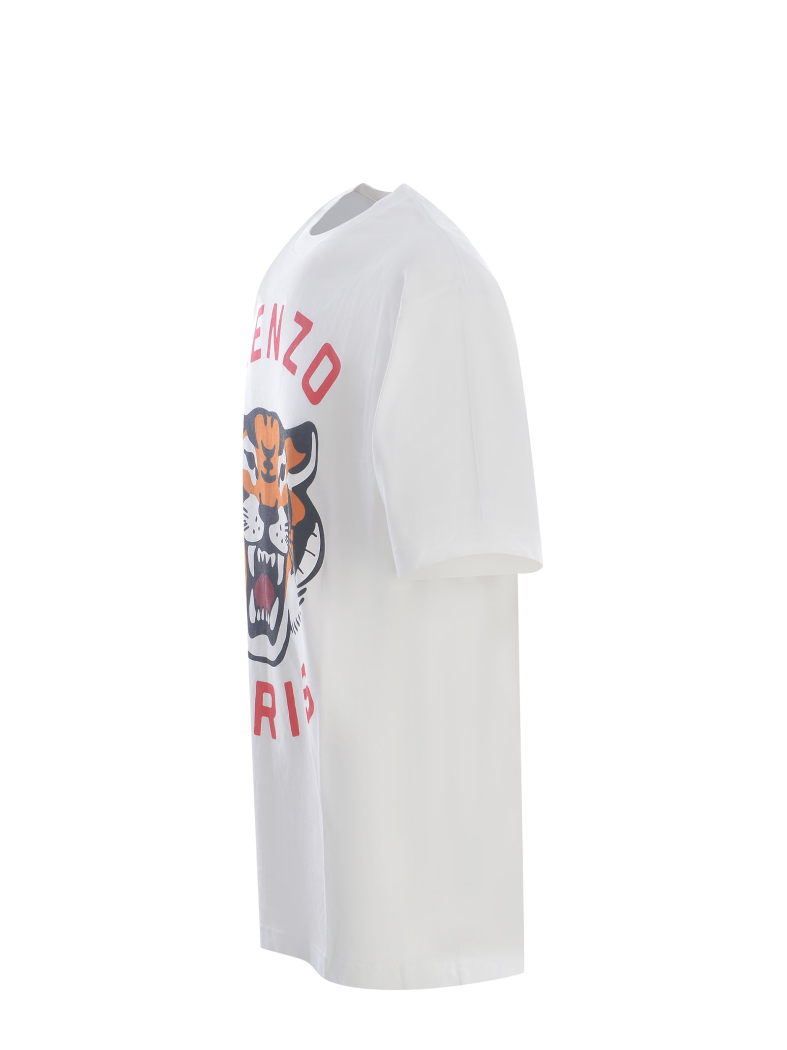 Shop Kenzo T-shirt  Lucky Tiger Made Of Cotton In Bianco