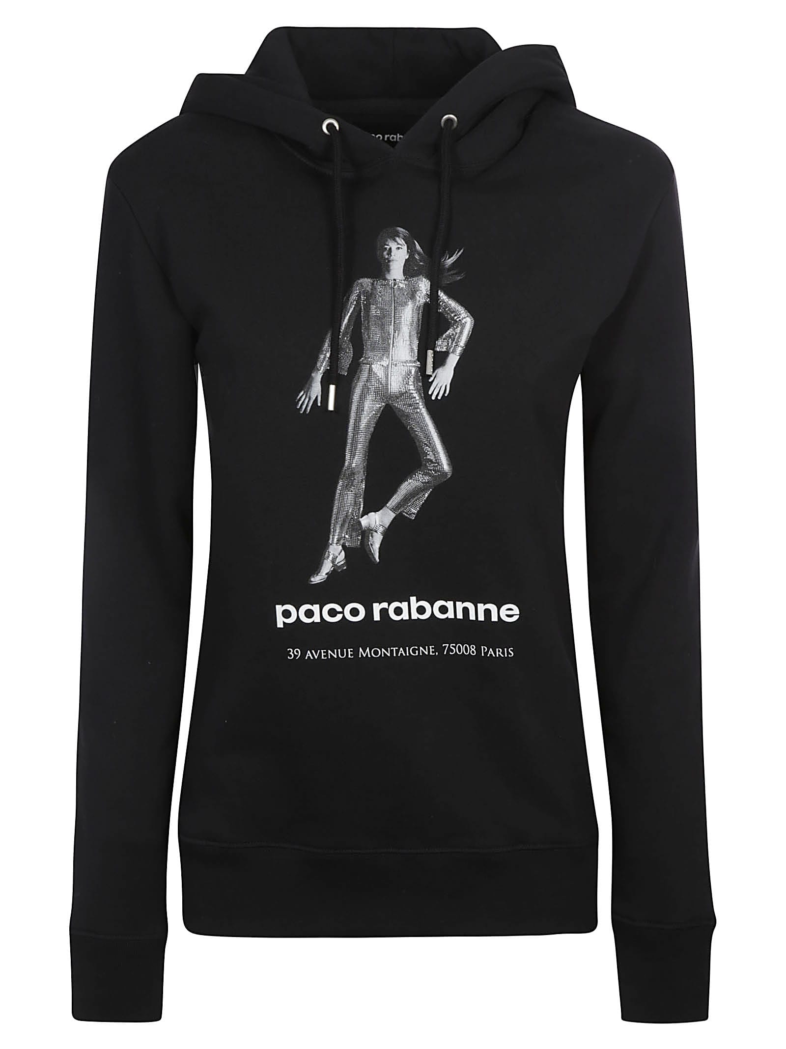 Paco Rabanne Graphic Print Logo Hooded Sweatshirt