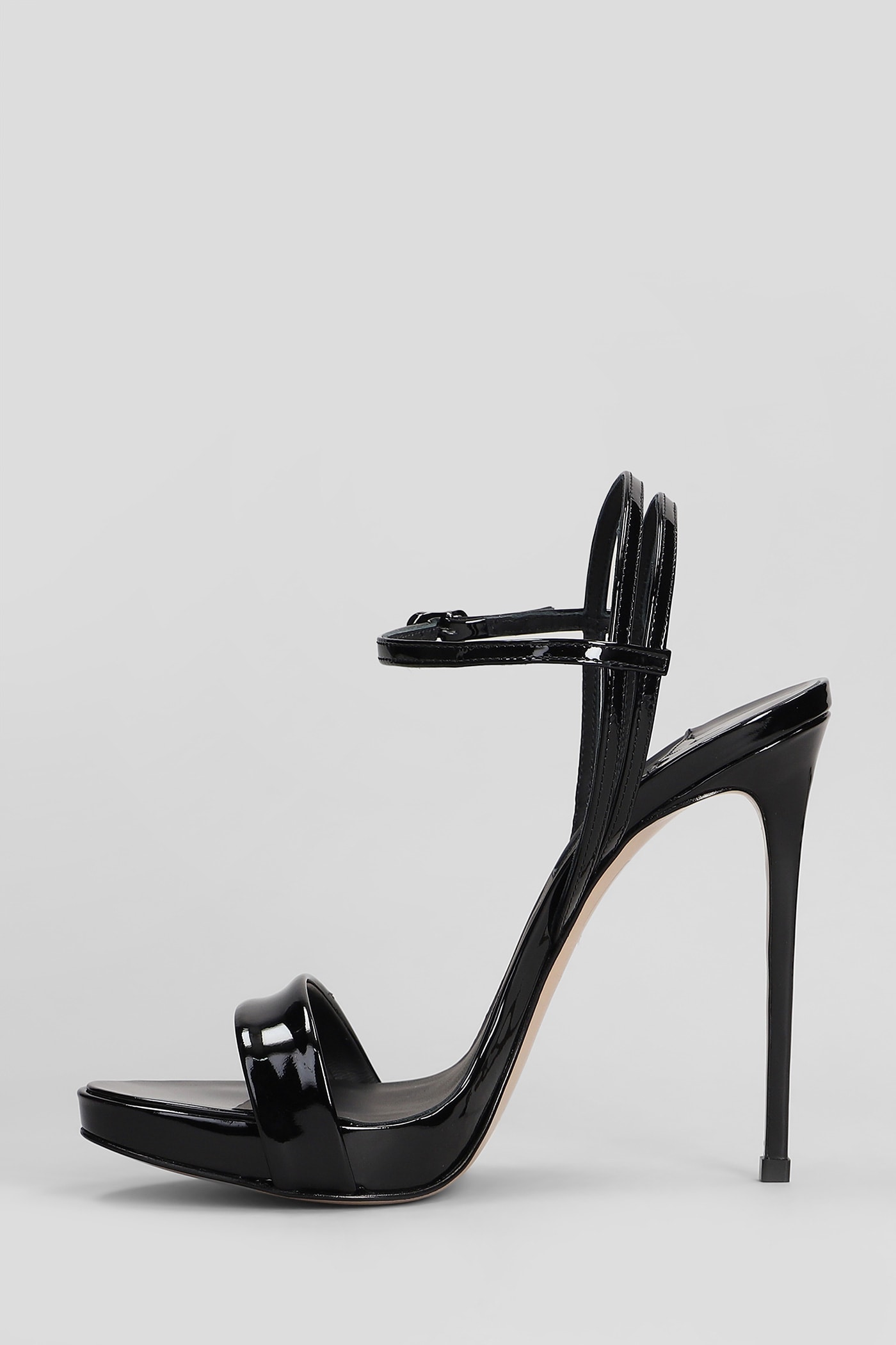Shop Le Silla Gwen Sandals In Black Patent Leather
