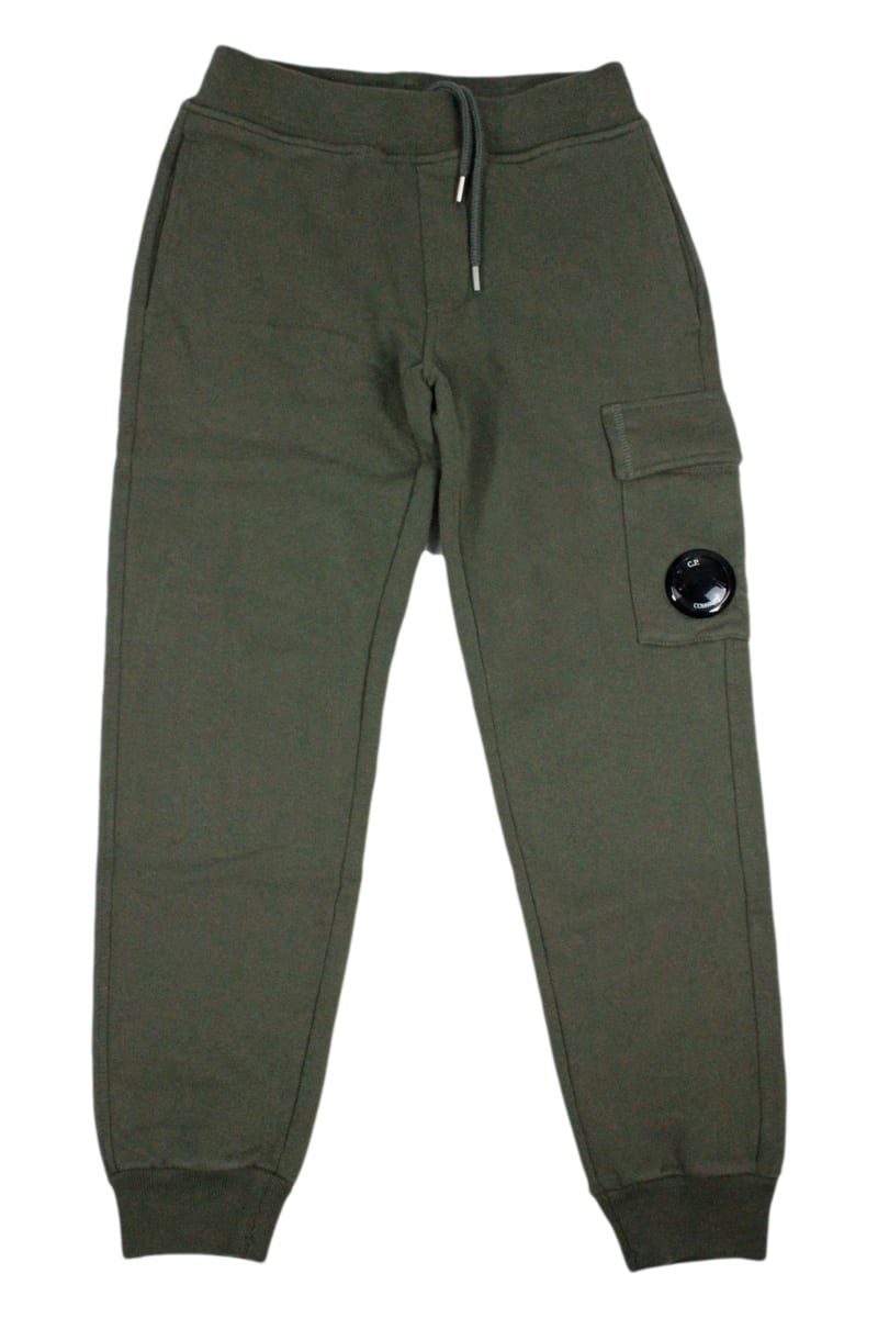 C.P. Company Breathable Fleece Cotton Trousers With Drawstring Waist