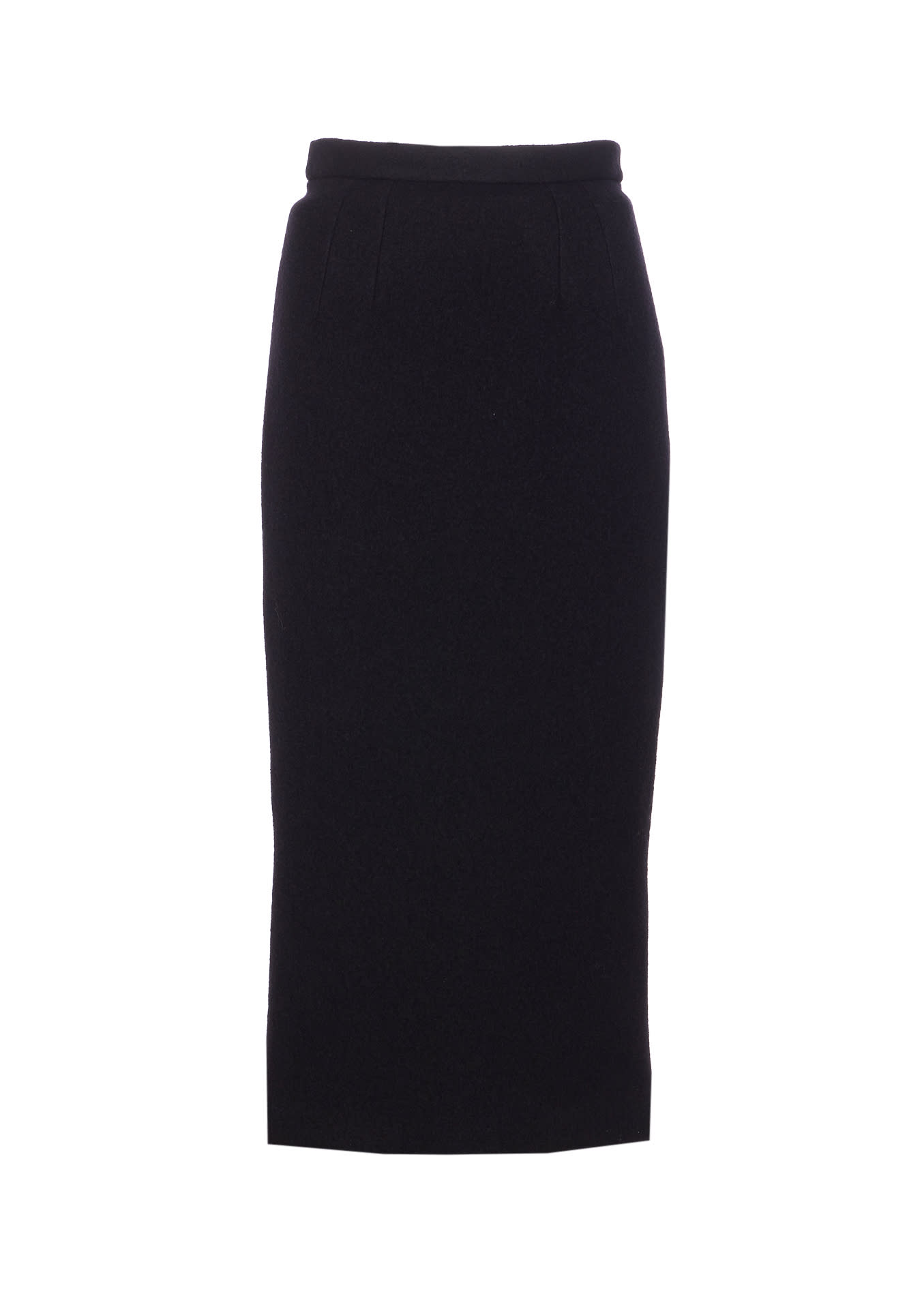 Dolce & Gabbana High Waist Midi Skirt With Back Slit In Blue