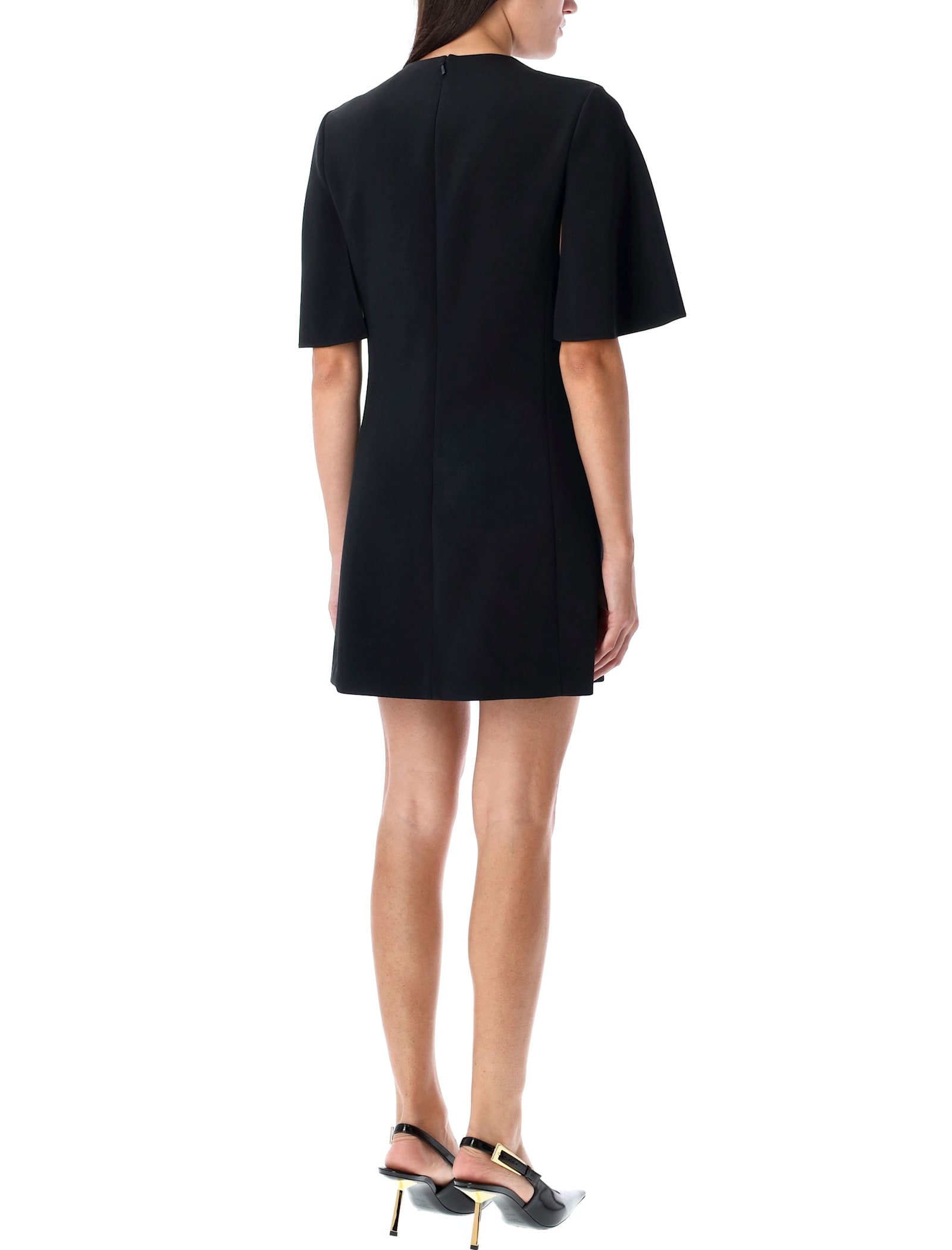 Shop Chloé Cape Mini Dress In Black