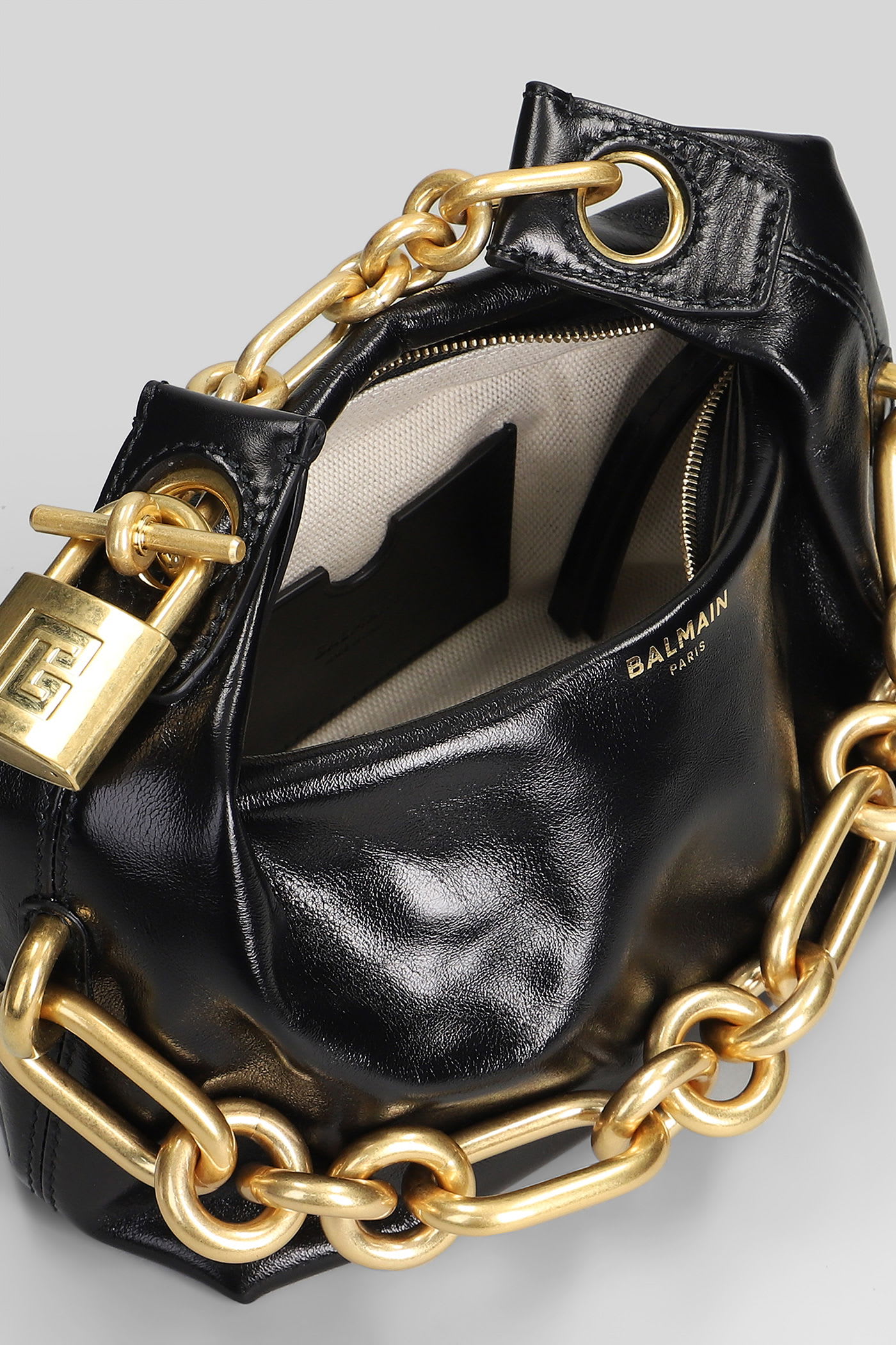 Balmain Sync Mini Shoulder Bag In Black Leather In Black