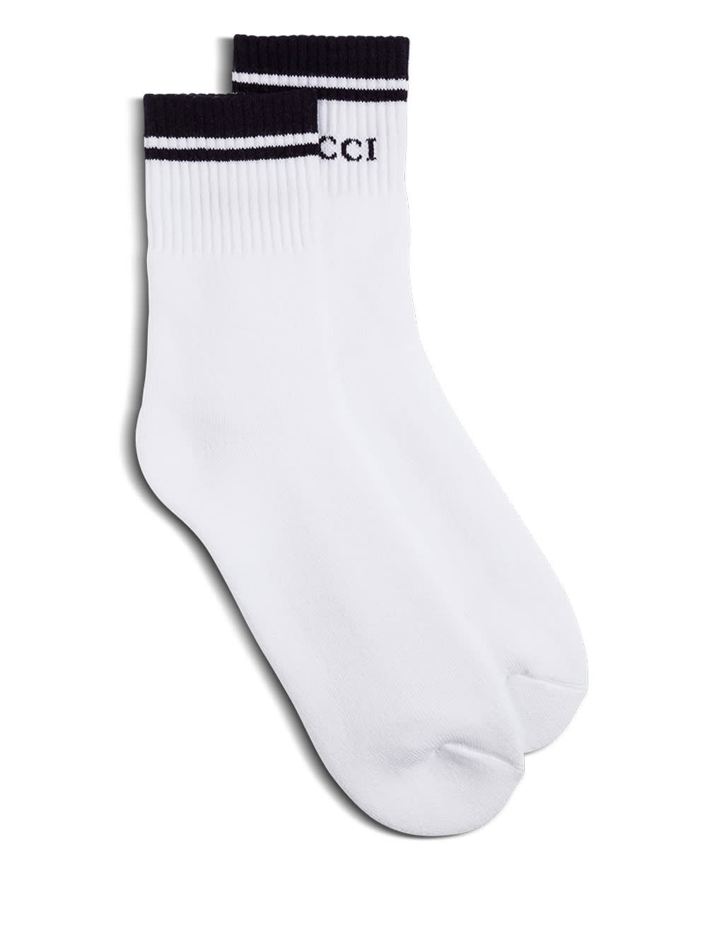 Gucci Mans Black And White Cotton Socks With Logo In Multi