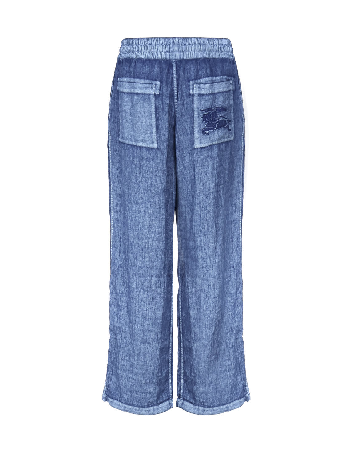 Shop Burberry Denim-effect Linen Trousers