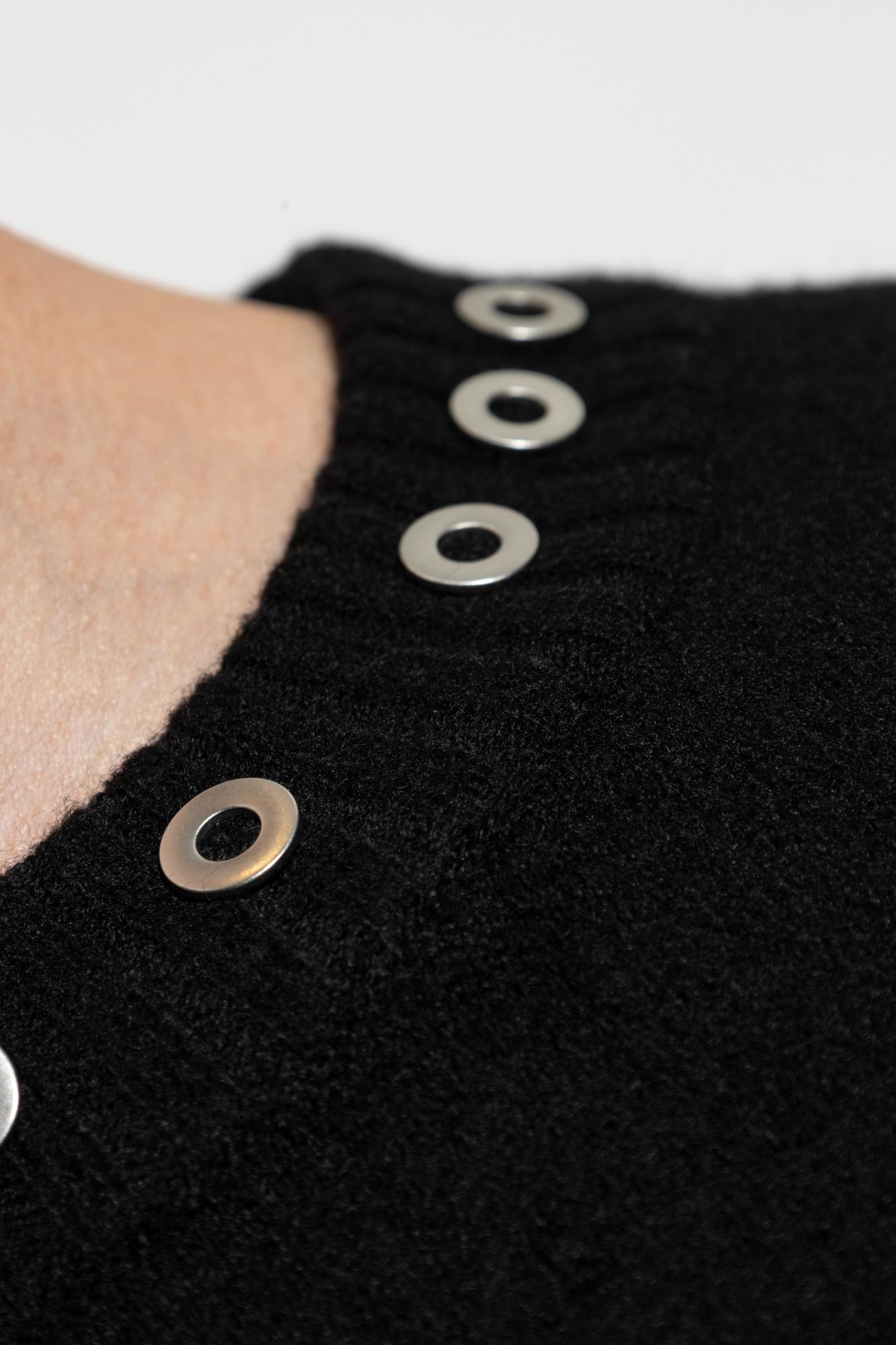 Jil Sander Crewneck Jumper With Stud Application In Black