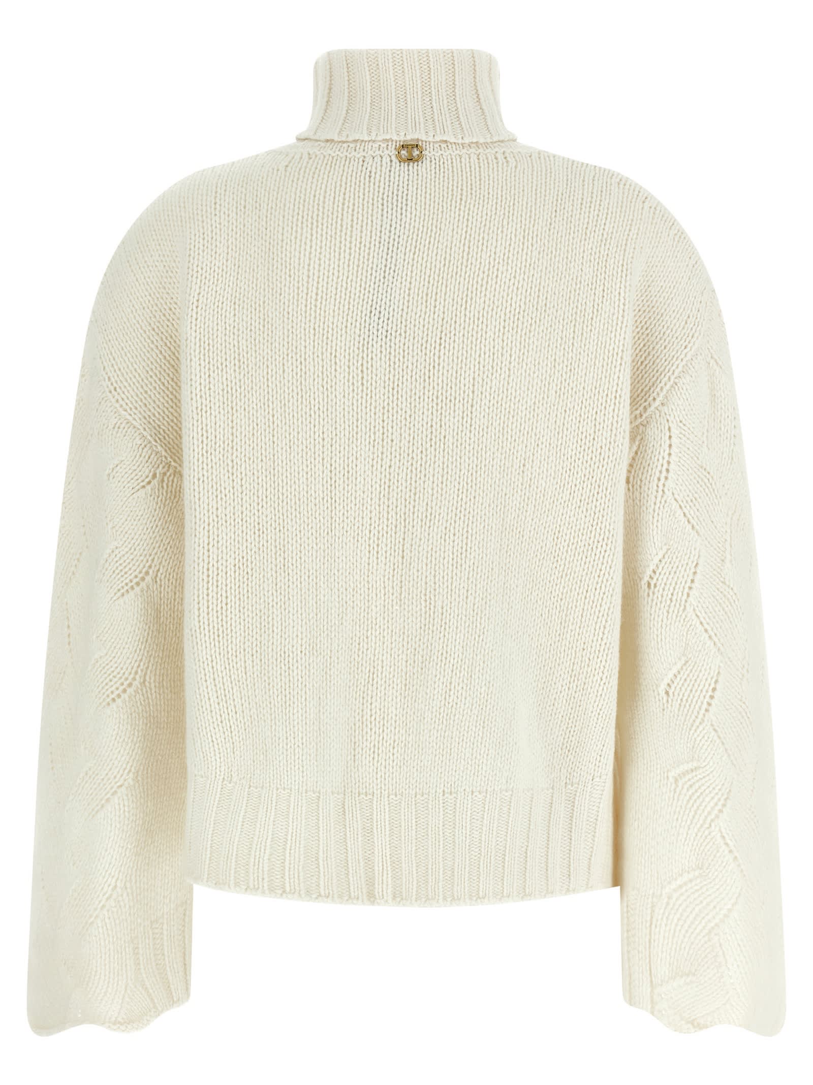 Twinset High Neck Sweater In Neutral