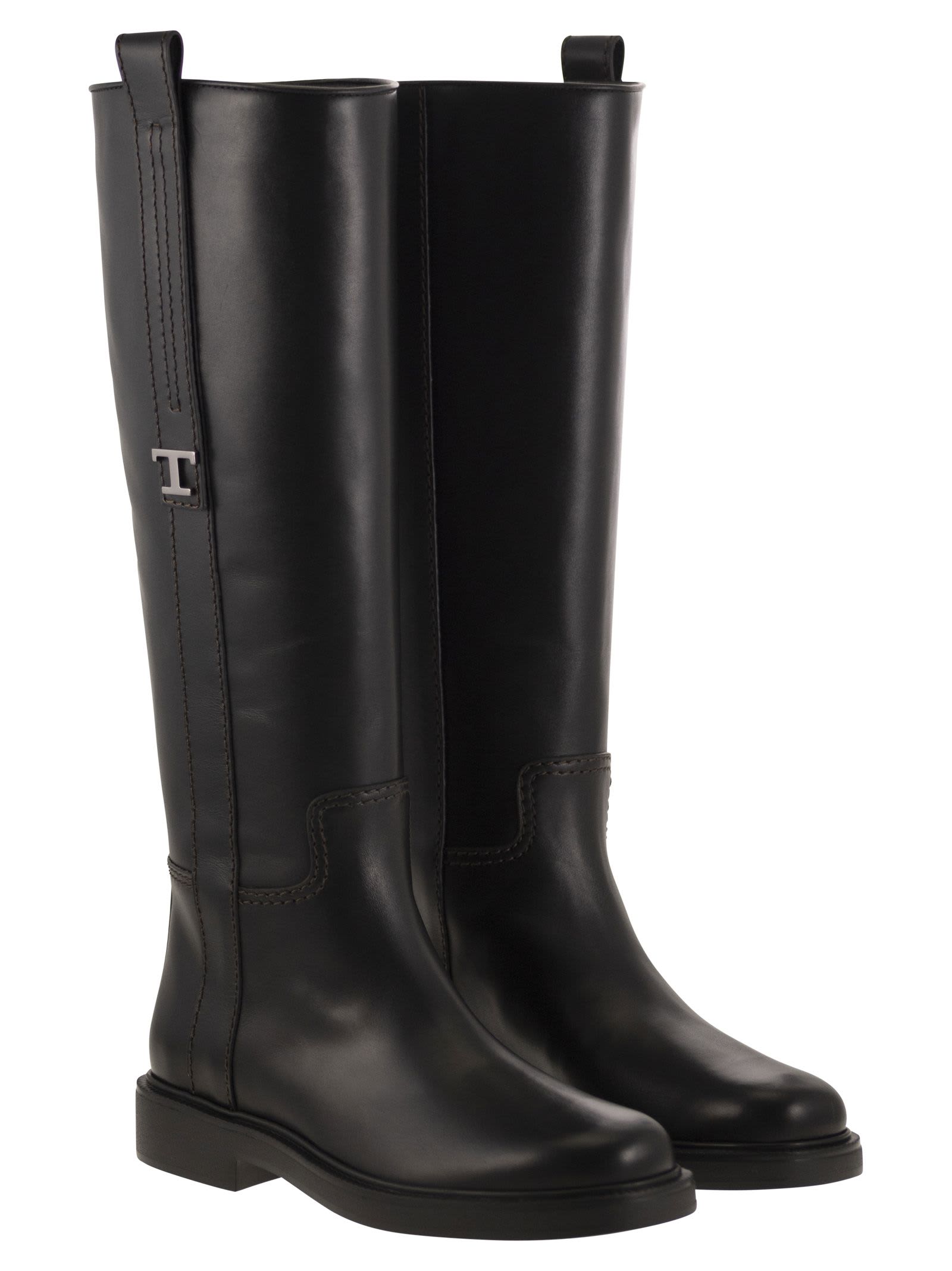 Shop Tod's Leather Boot In Black