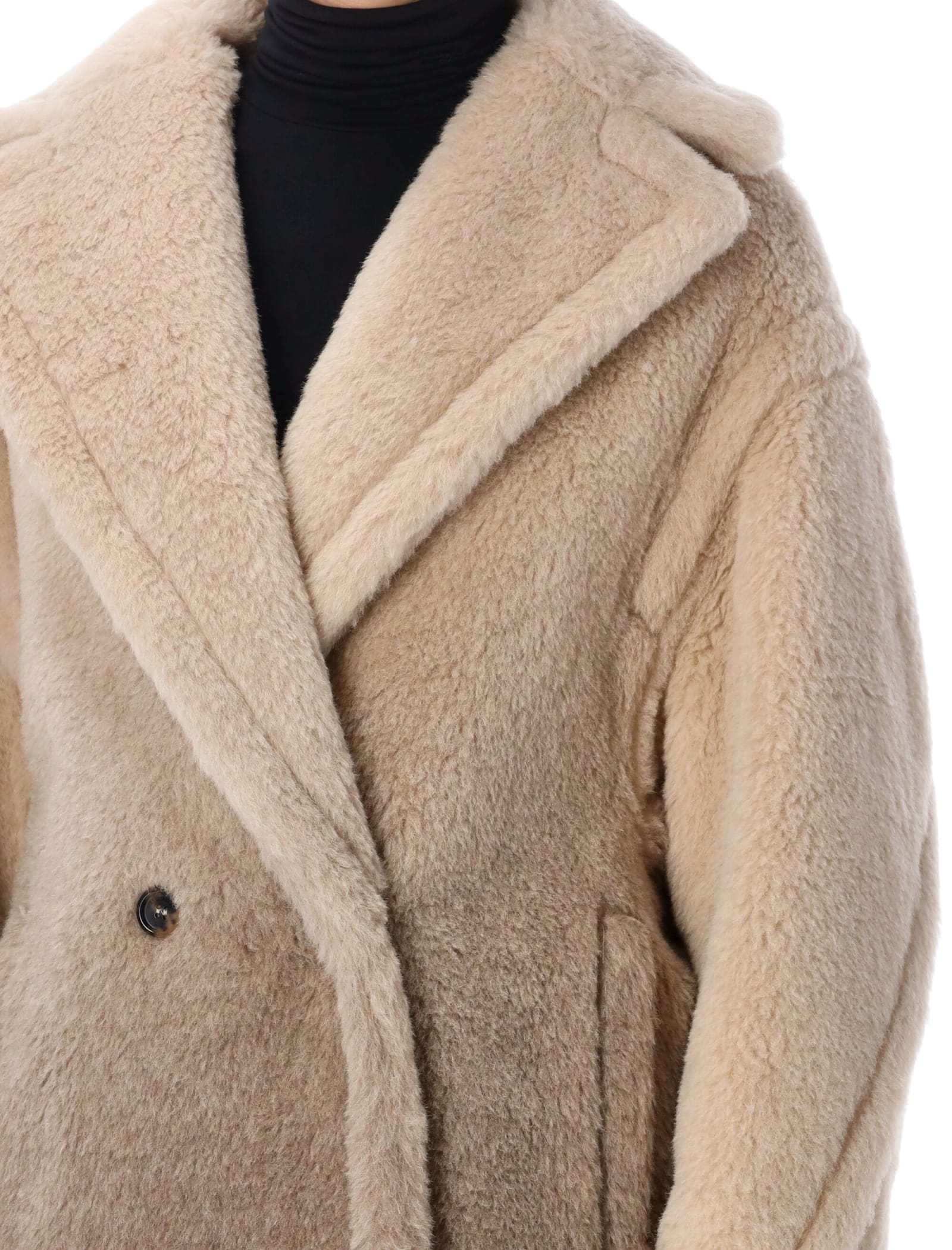 Shop Max Mara Eco-fur Coat In Beige