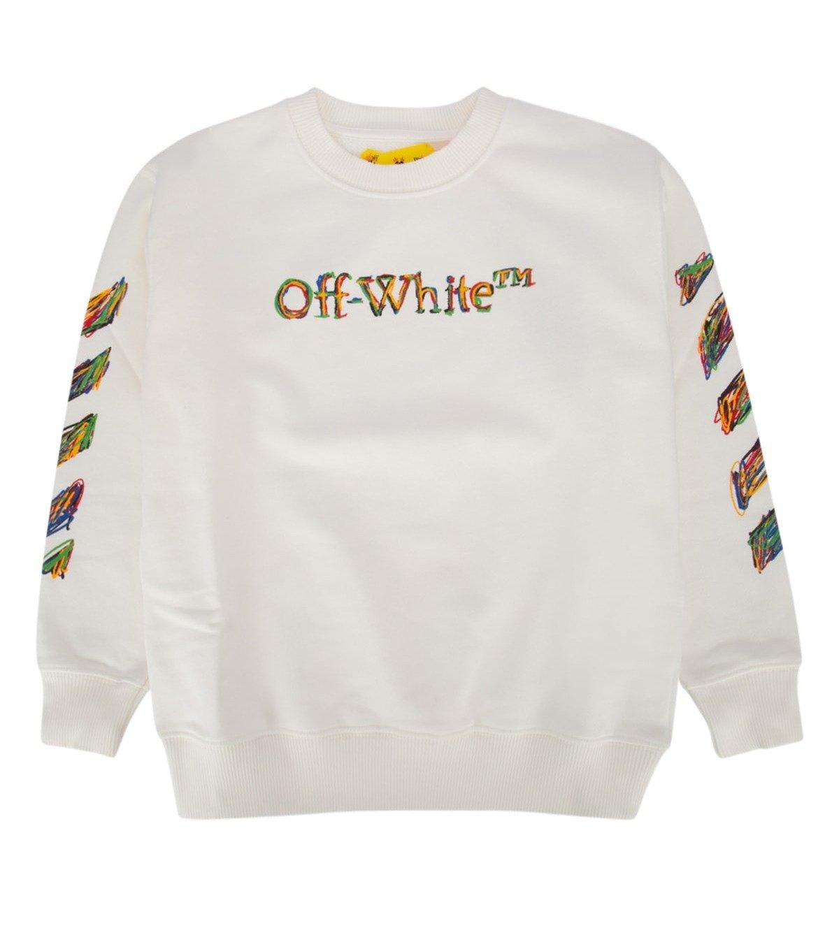 Shop Off-white Logo Sketch Crewneck Sweatshirt In White