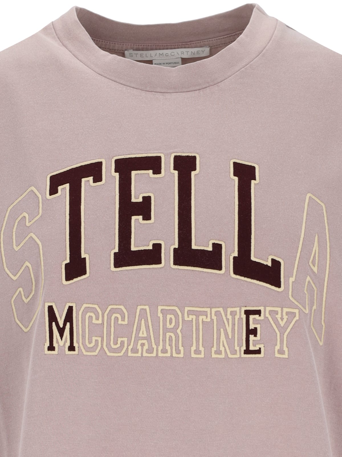 Shop Stella Mccartney Varsity Logo T-shirt In Taupe