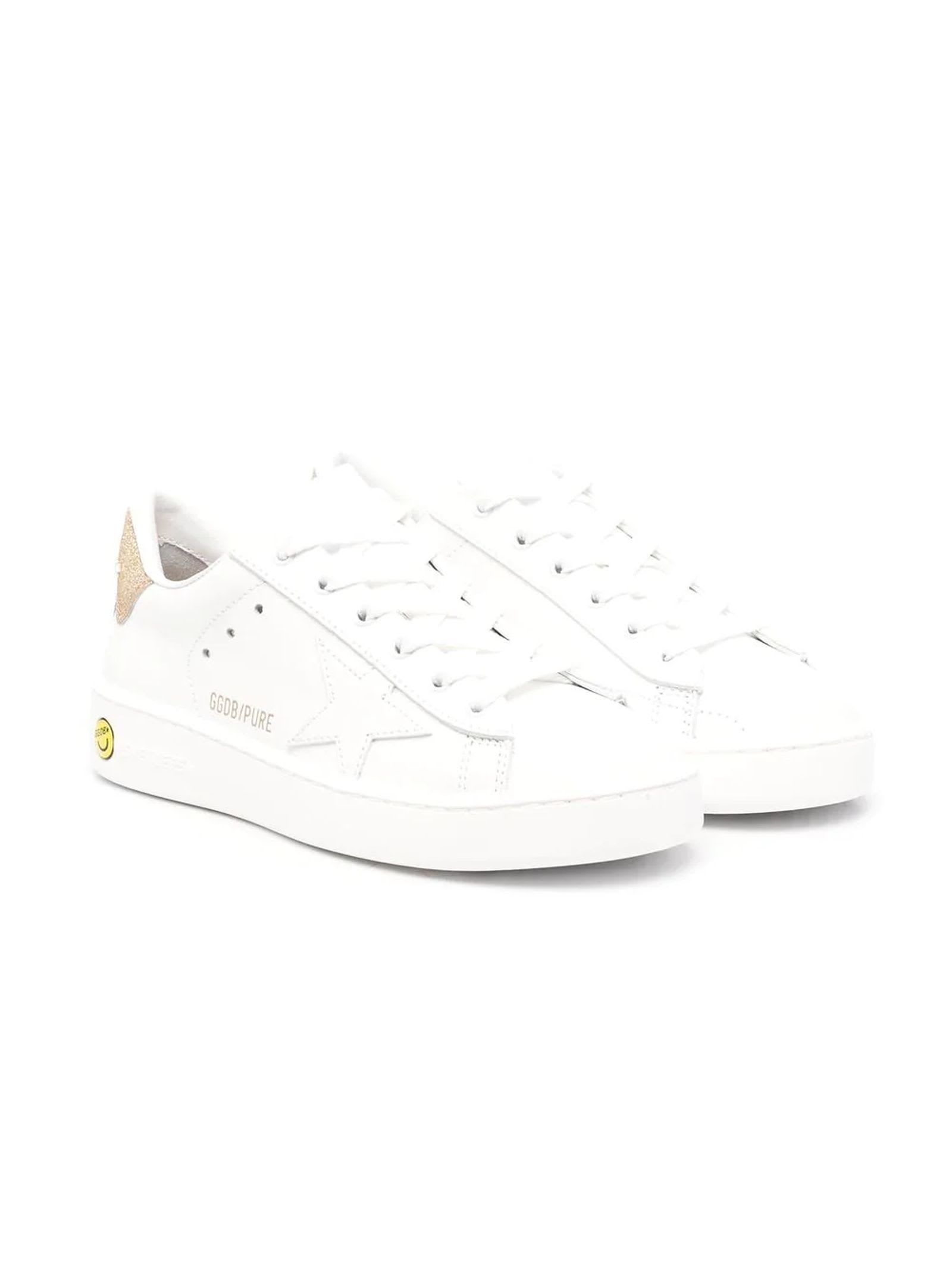 Golden Goose Kids' White Leather Sneakers In Bianco