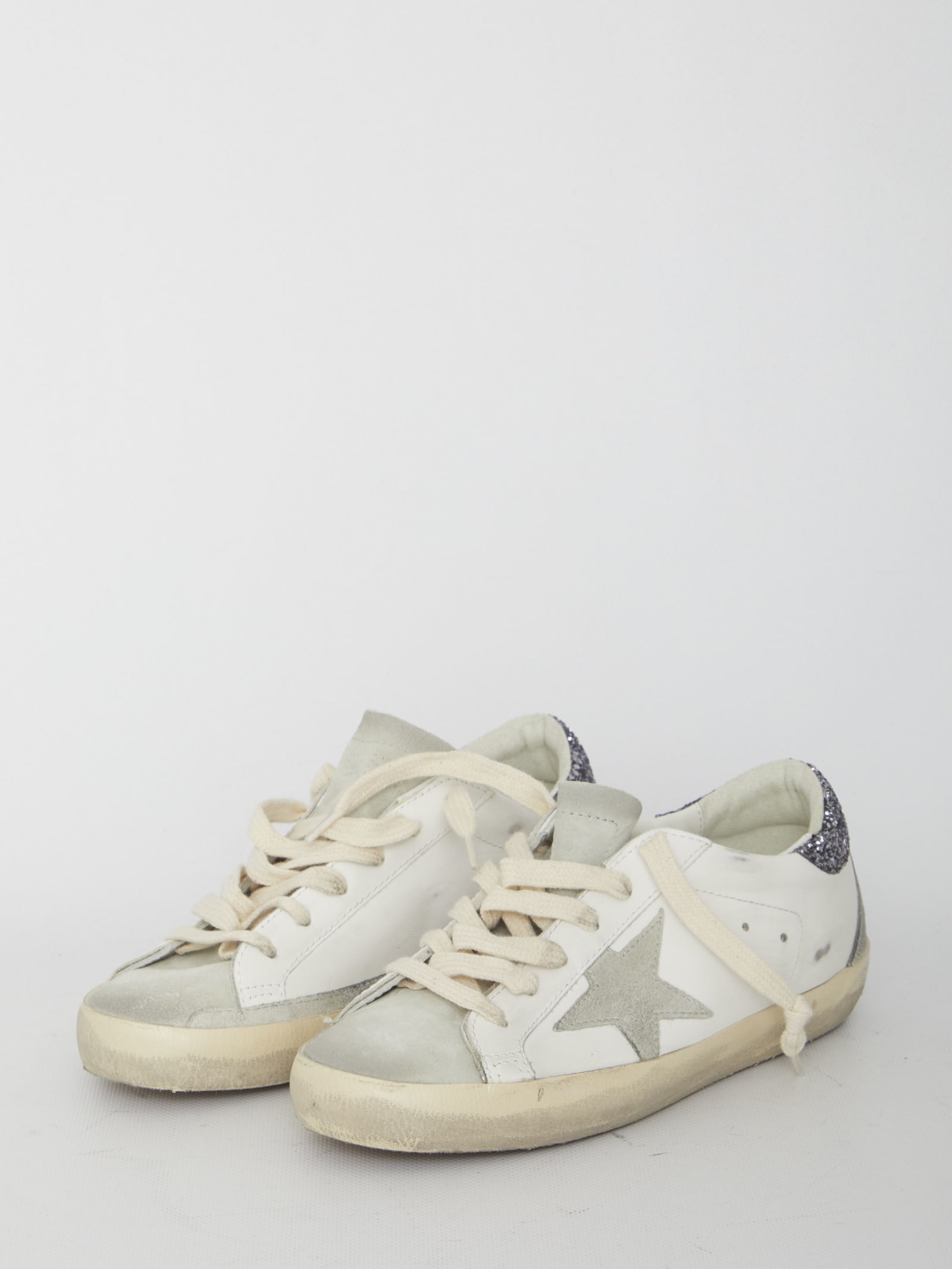 Shop Golden Goose Super-star Sneakers In White Ice Grey