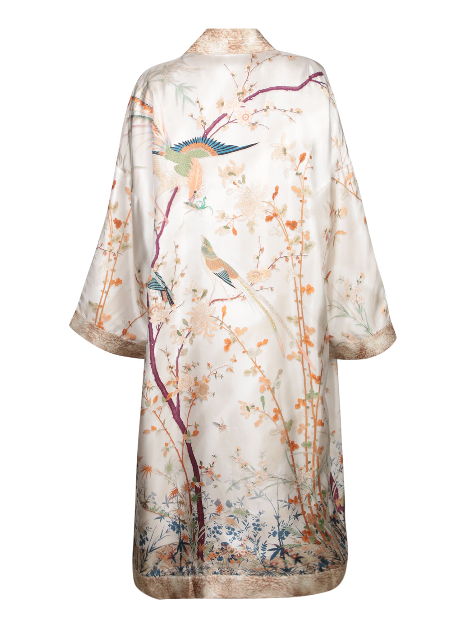 Shop Pierre-louis Mascia Aloe Floral Beige Multicolor Kimono