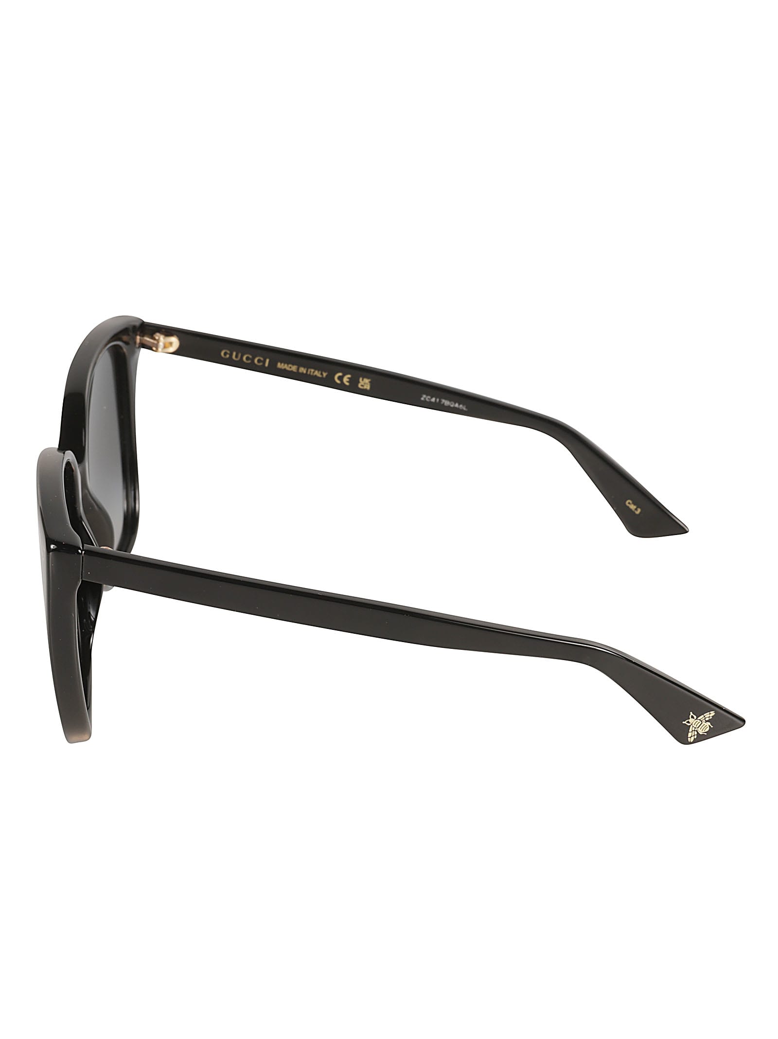 Shop Gucci Classic Square Frame Sunglasses In Black/grey