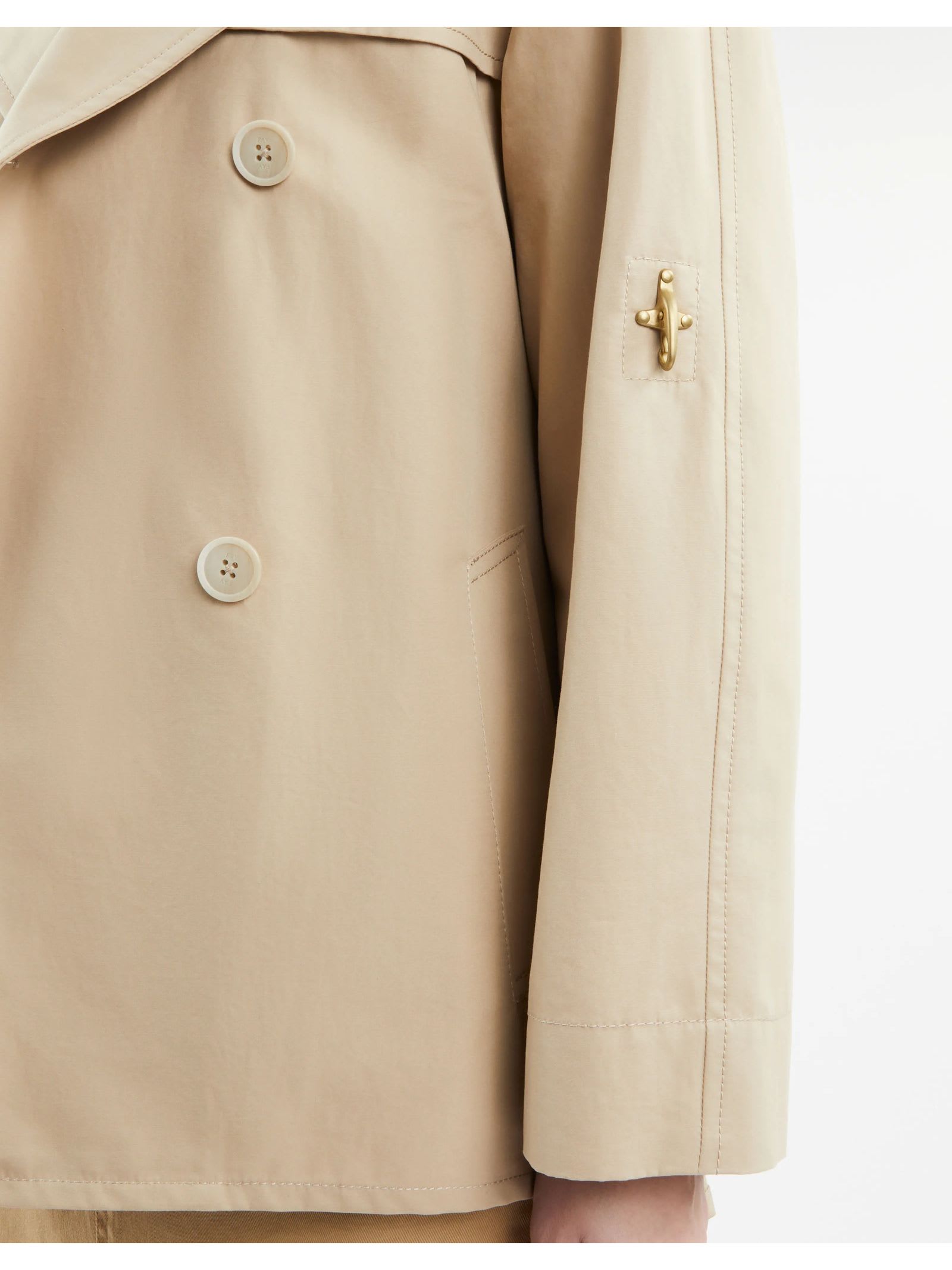 Shop Fay Double-breasted Short Trench Coat In Cotton Twill In Beige