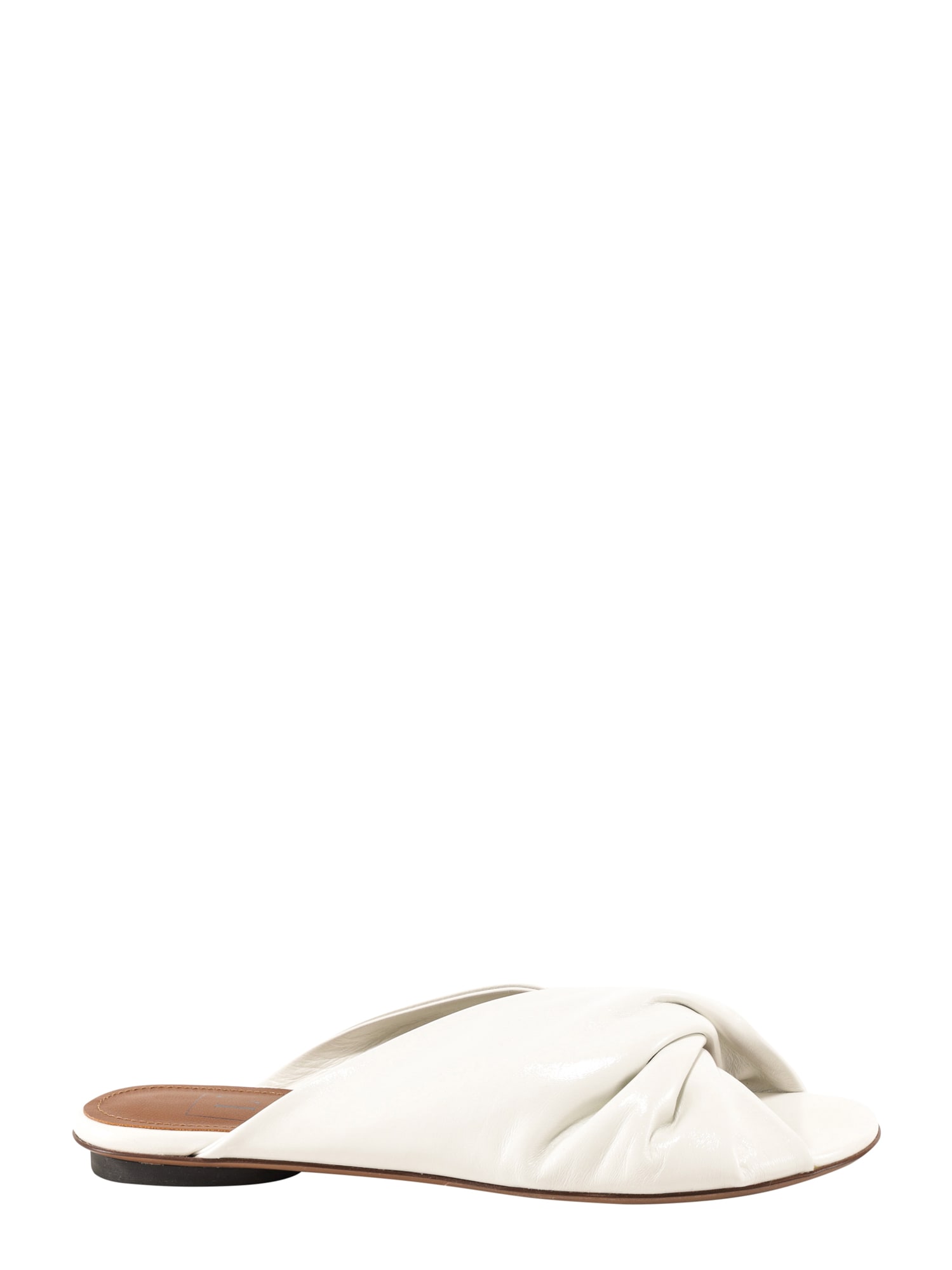L'autre Chose Cracklet Effect Leather Mules In White In White