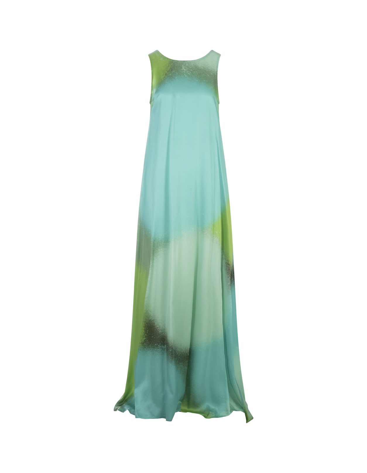 Shaded Green Long Sleeveless Dress