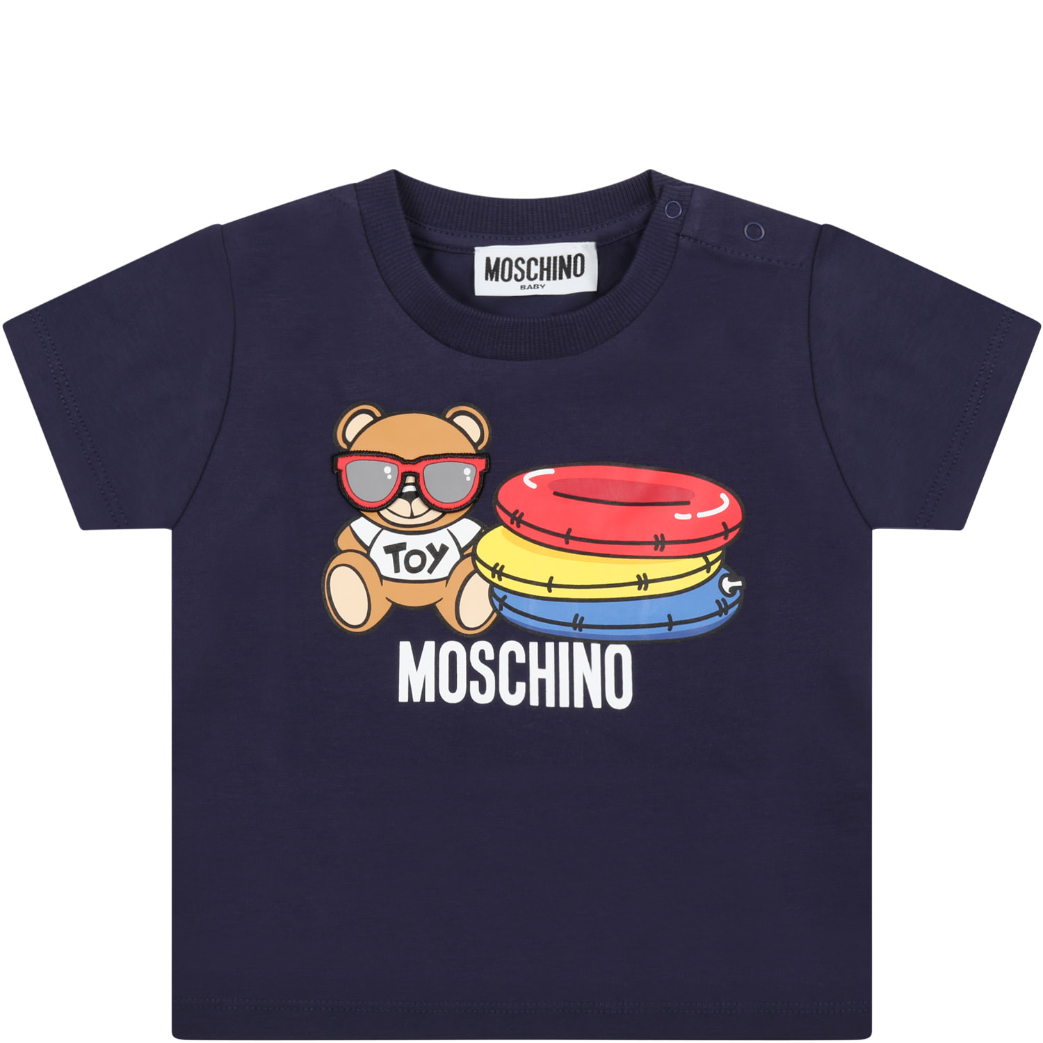 Moschino Blue T-shirt For Baby Boy With Teddy Bear