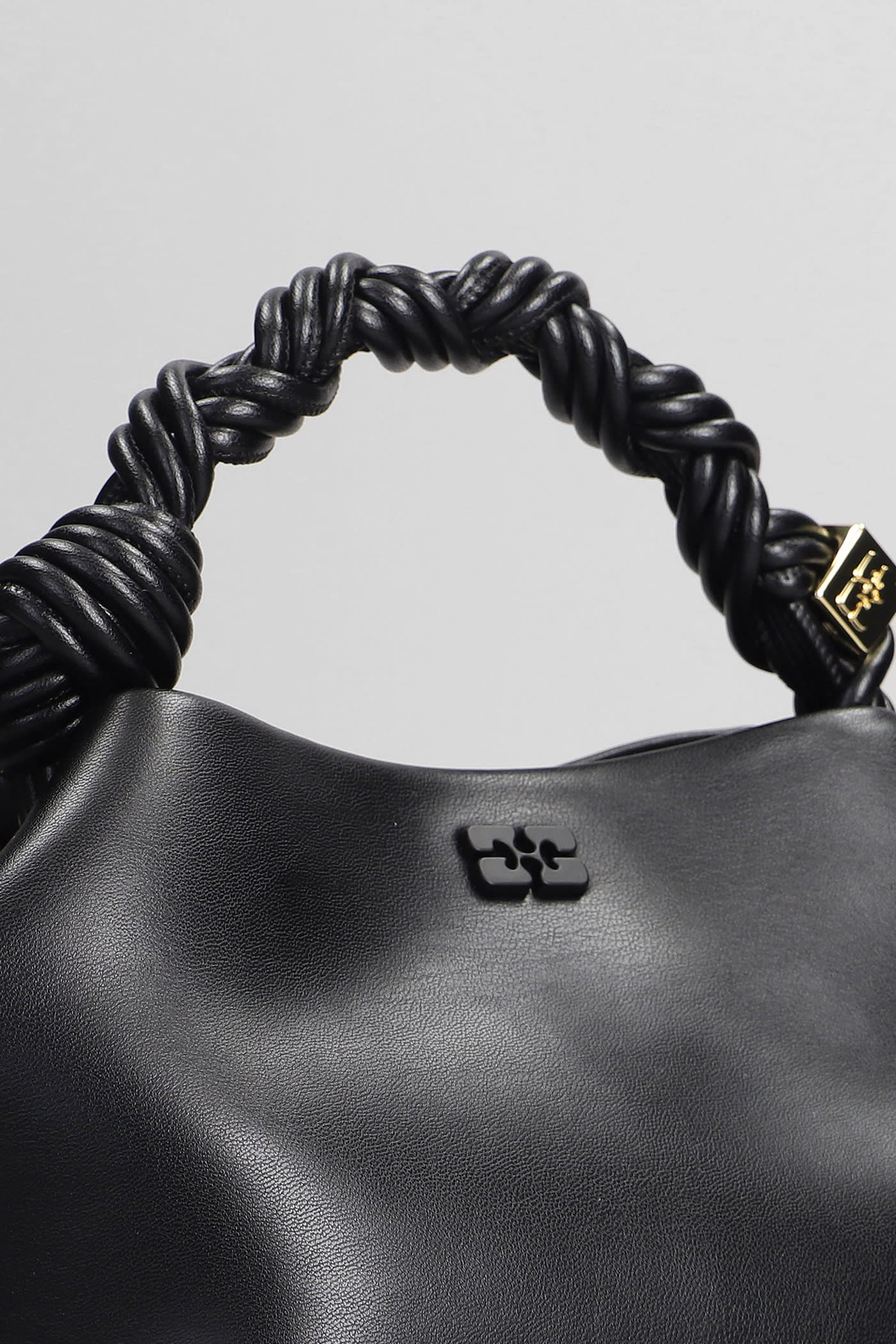 Shop Ganni Bou Bag Small Shoulder Bag In Black Leather