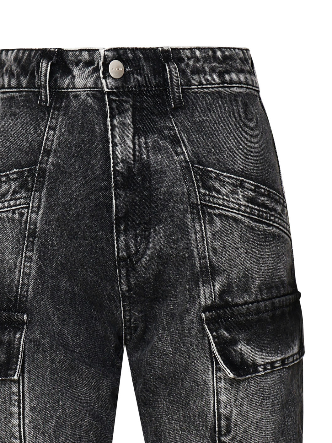 Shop Icon Denim Bianca Aged Effect Slim Fit Jeans With Cargo Pockets In Aged Grey