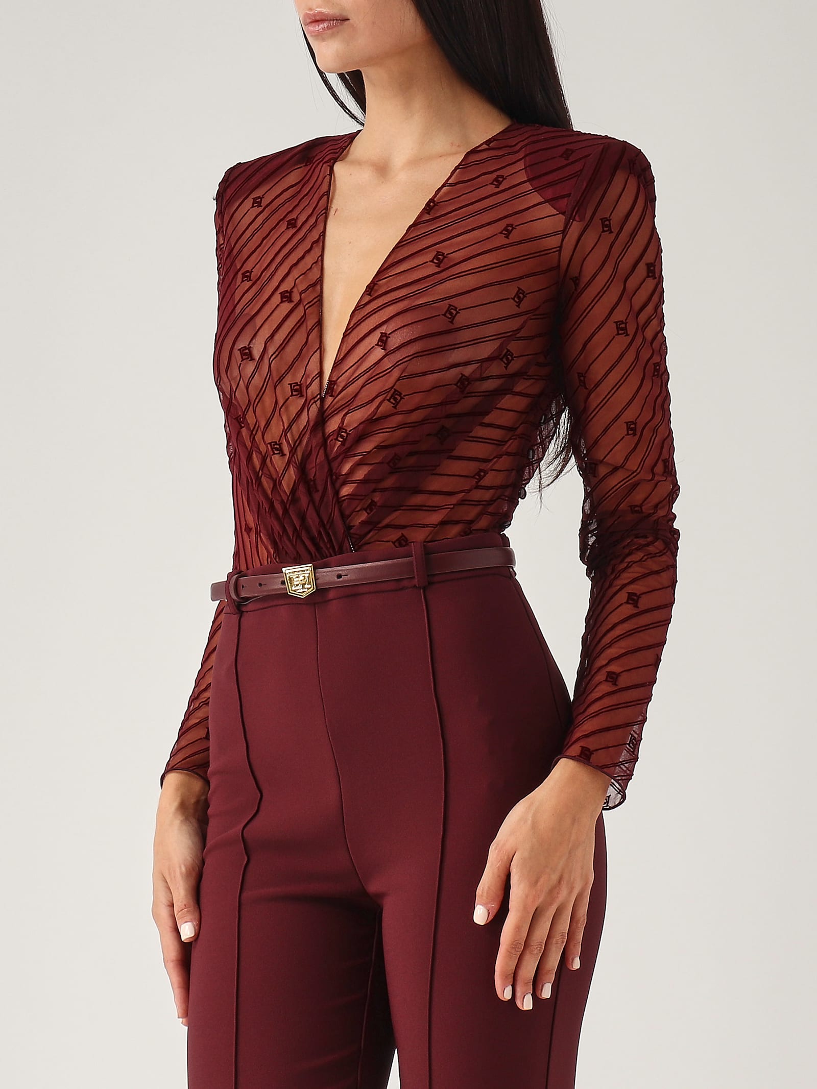 Shop Elisabetta Franchi Poliester Jump Suit In Vinaccia