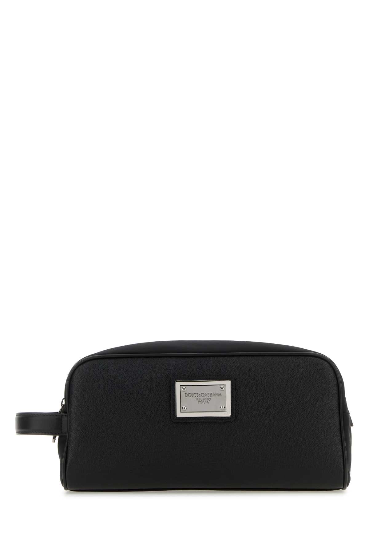 Shop Dolce & Gabbana Black Nylon And Leather Beauty Case In Neronero