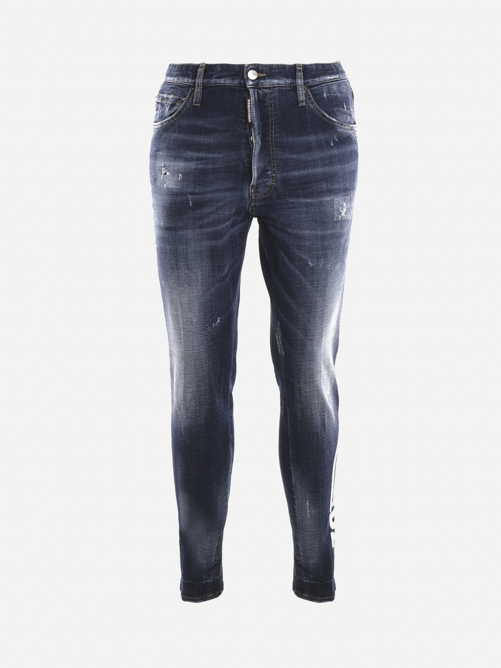 Dsquared2 Skater Jeans In Cotton Denim With Logo
