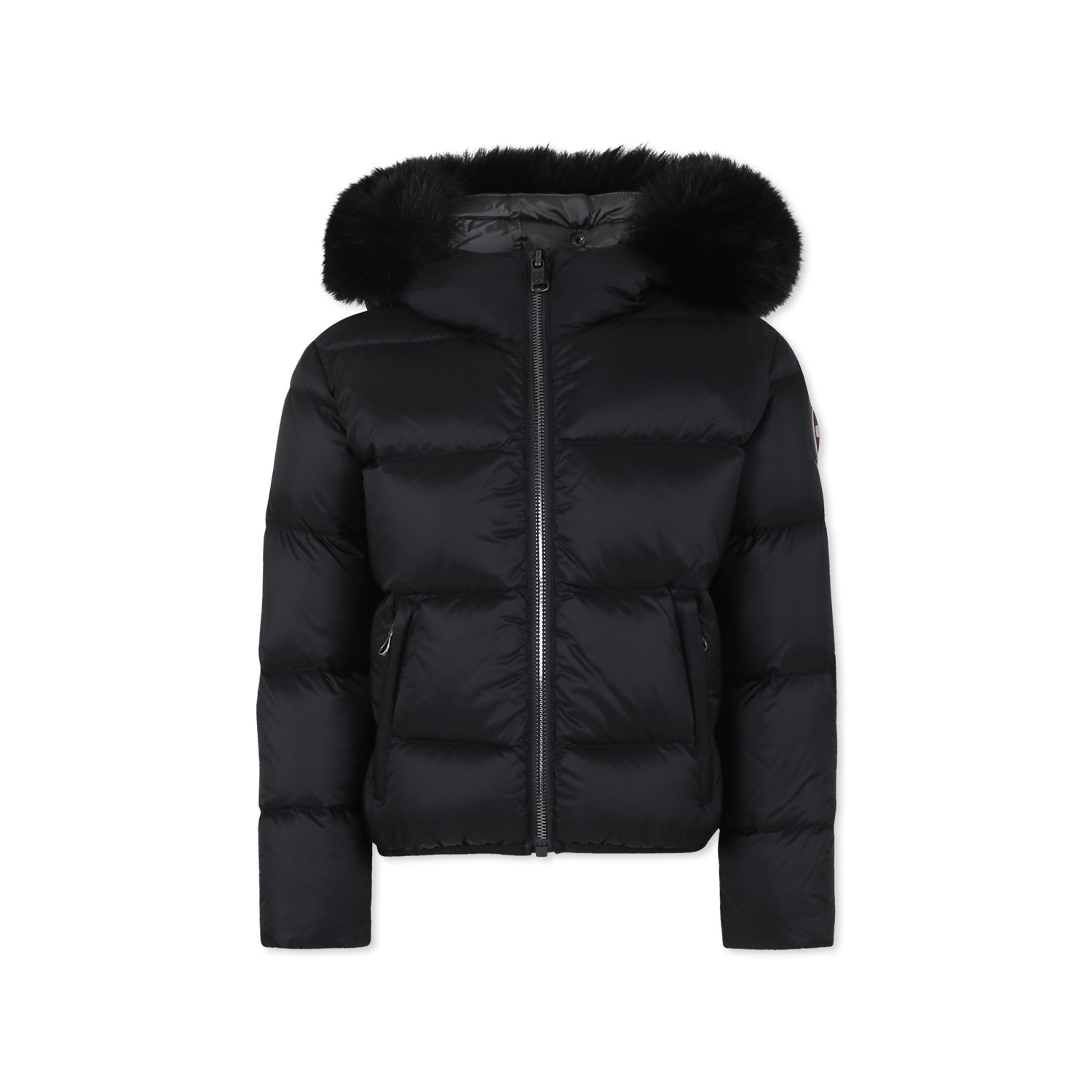 Colmar Kids' Black Down Jacket For Girl With Logo